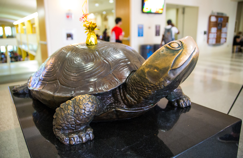 A Testudo statue in the Stamp Student Union at the University of Maryland.