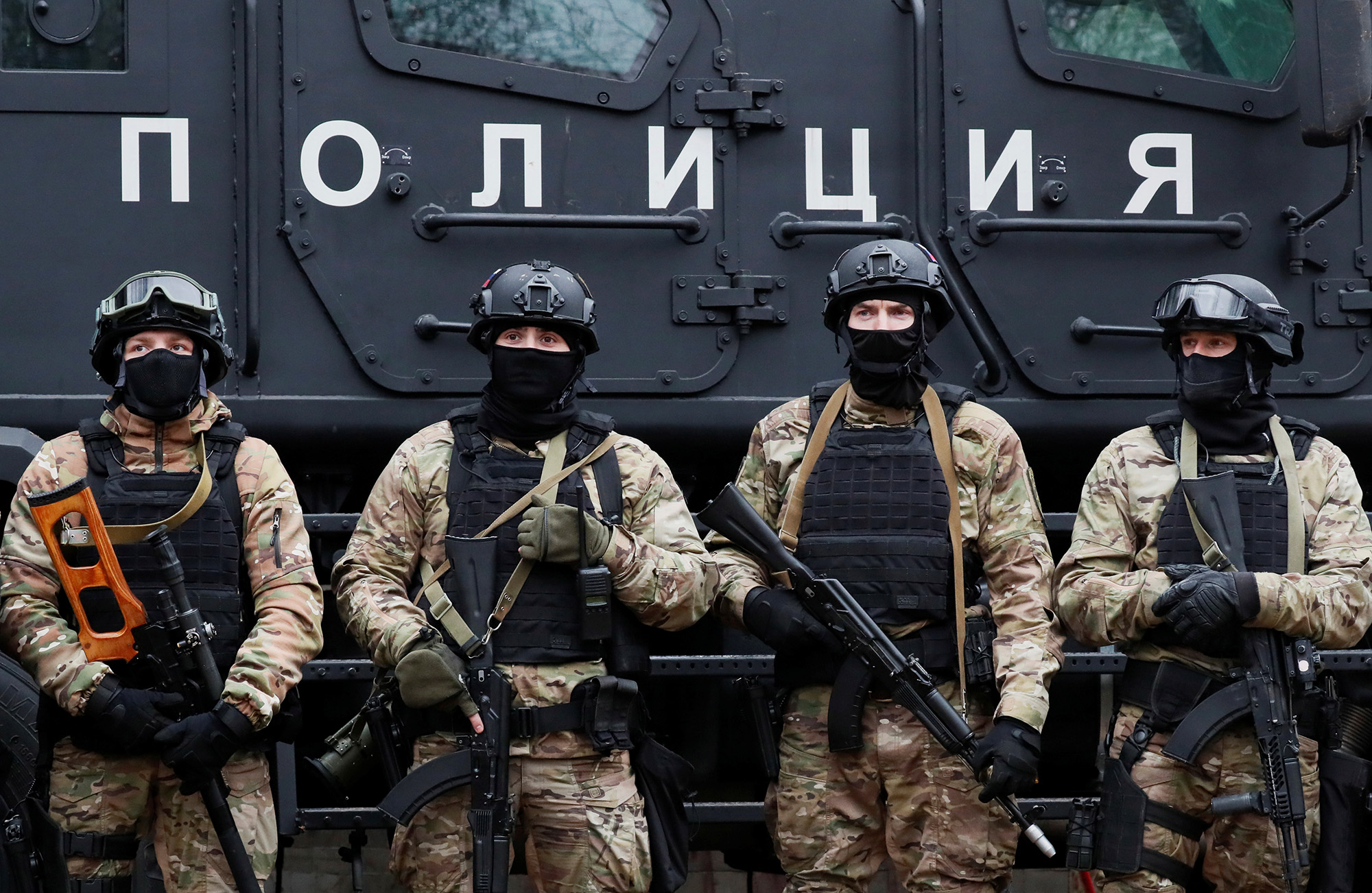 Members of the Grom special forces unit under Russia's Interior Ministry take part in a drill near Moscow, Russia, on November 29, 2019.
