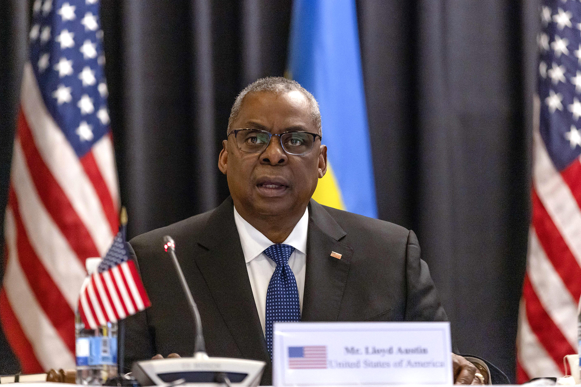 US Secretary of Defence Lloyd Austin attends the Ukraine Defense Contact Group meeting at Ramstein Air Base in Ramstein-Miesenbach, southwestern Germany on January 20.
