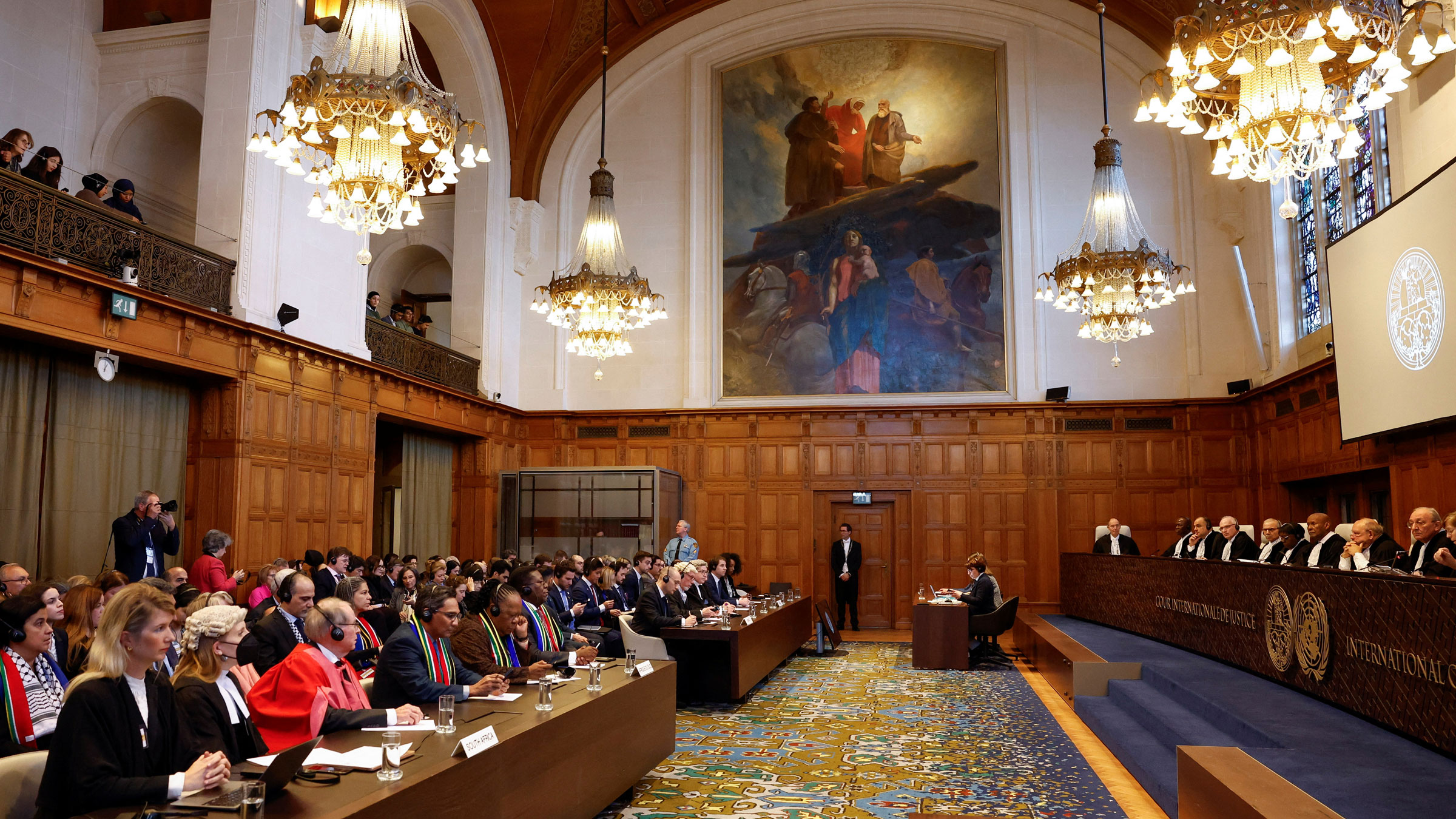 Judges at the International Court of Justice issue a ruling Friday in The Hague, Netherlands.
