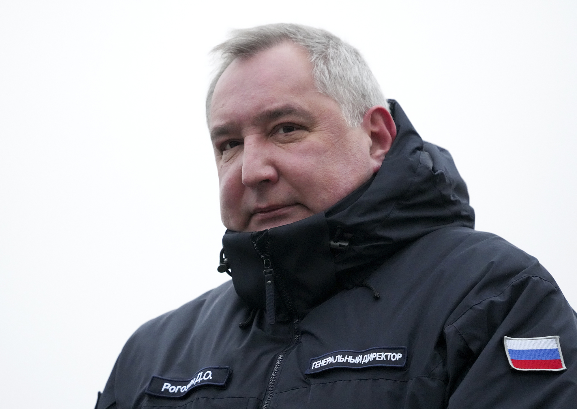 The head of Russia's Roscosmos space agency, Dmitry Rogozin, attends a ceremony on December 8, 2021. 