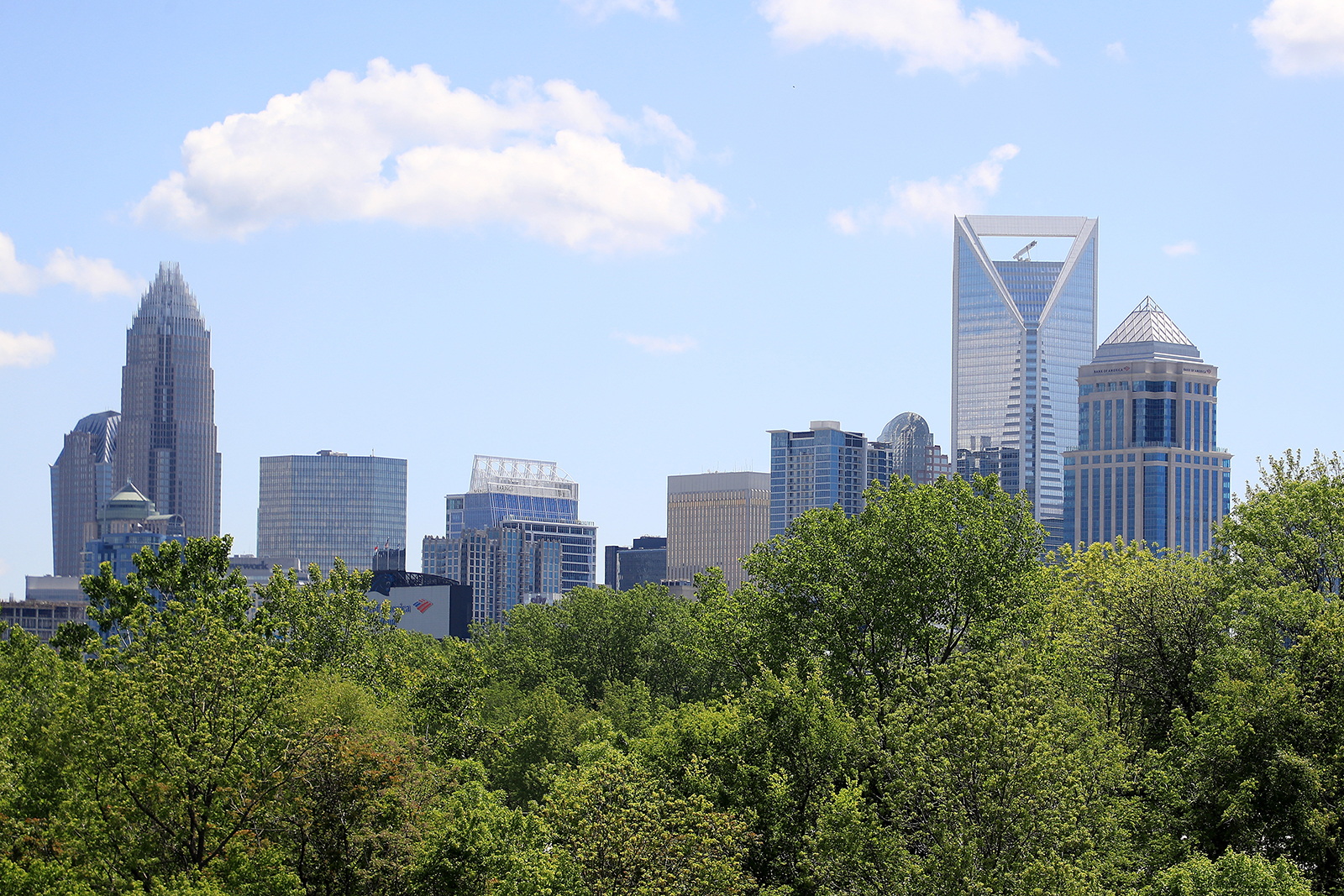 A general view of the Charlotte, North Carolina skyline on April 21.