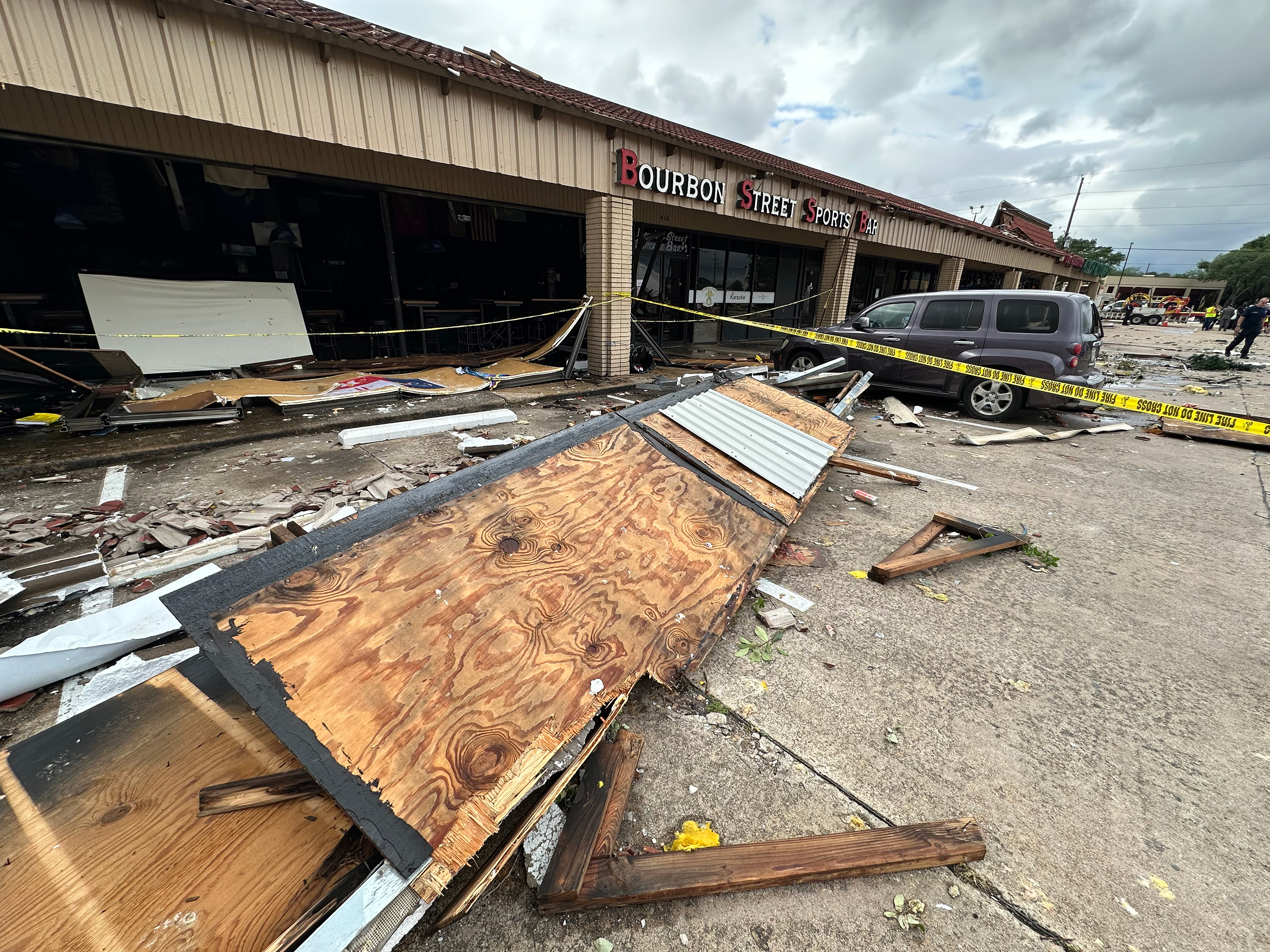 Storm damage is seen in Katy, Texas, on Wednesday.