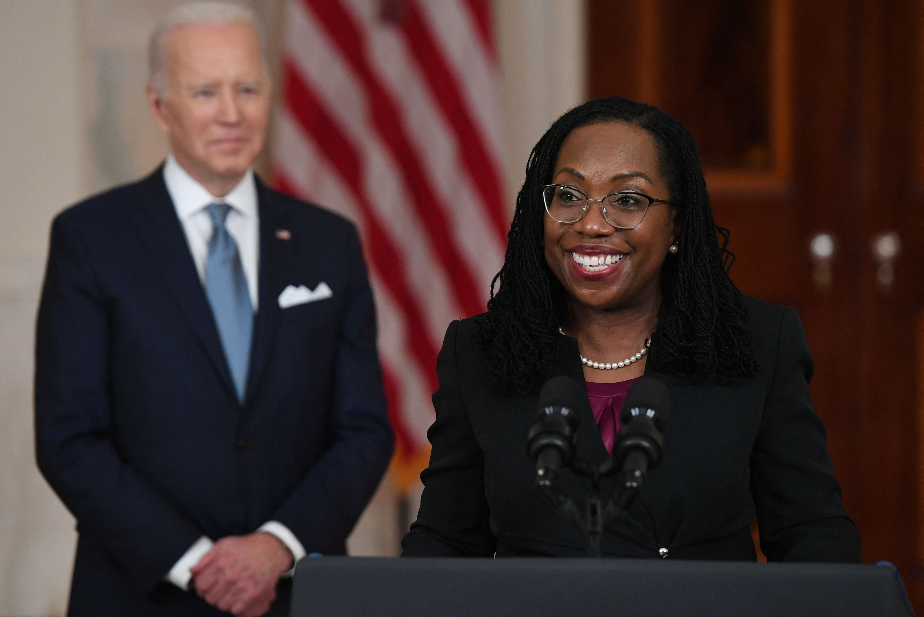 Ketanji Brown Jackson speaks after she was nominated for the US Supreme Court on February 25, in Washington, DC. 