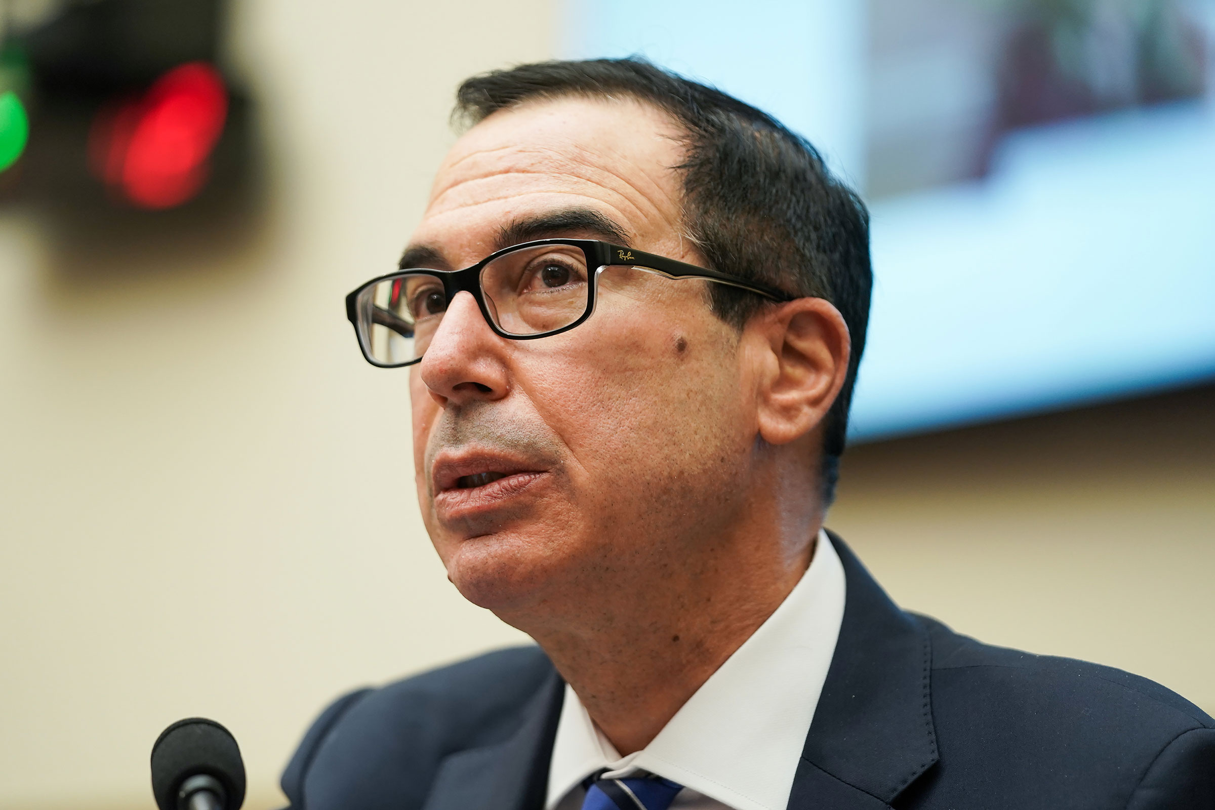 Treasury Secretary Steven Mnuchin answers a question during a House Financial Services Committee oversight hearing on December 2 in Washington, DC. 