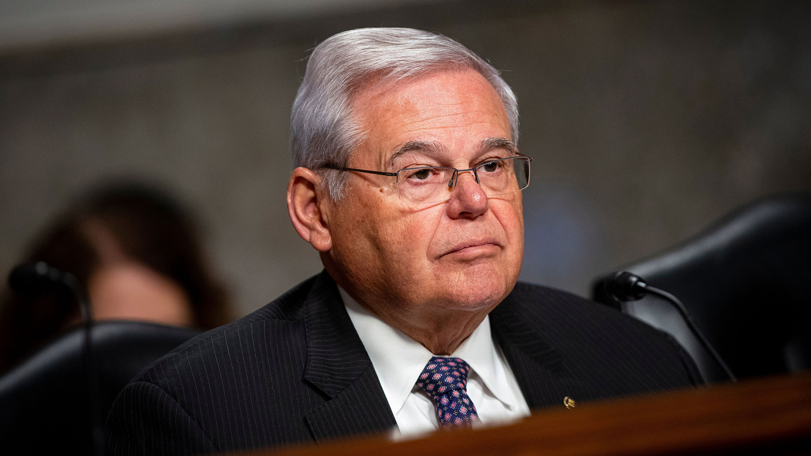 Sen. Bob Menendez during a Senate Banking, Housing, and Urban Affairs Committee hearing in Washington, DC, on Tuesday, May 16, 2023.