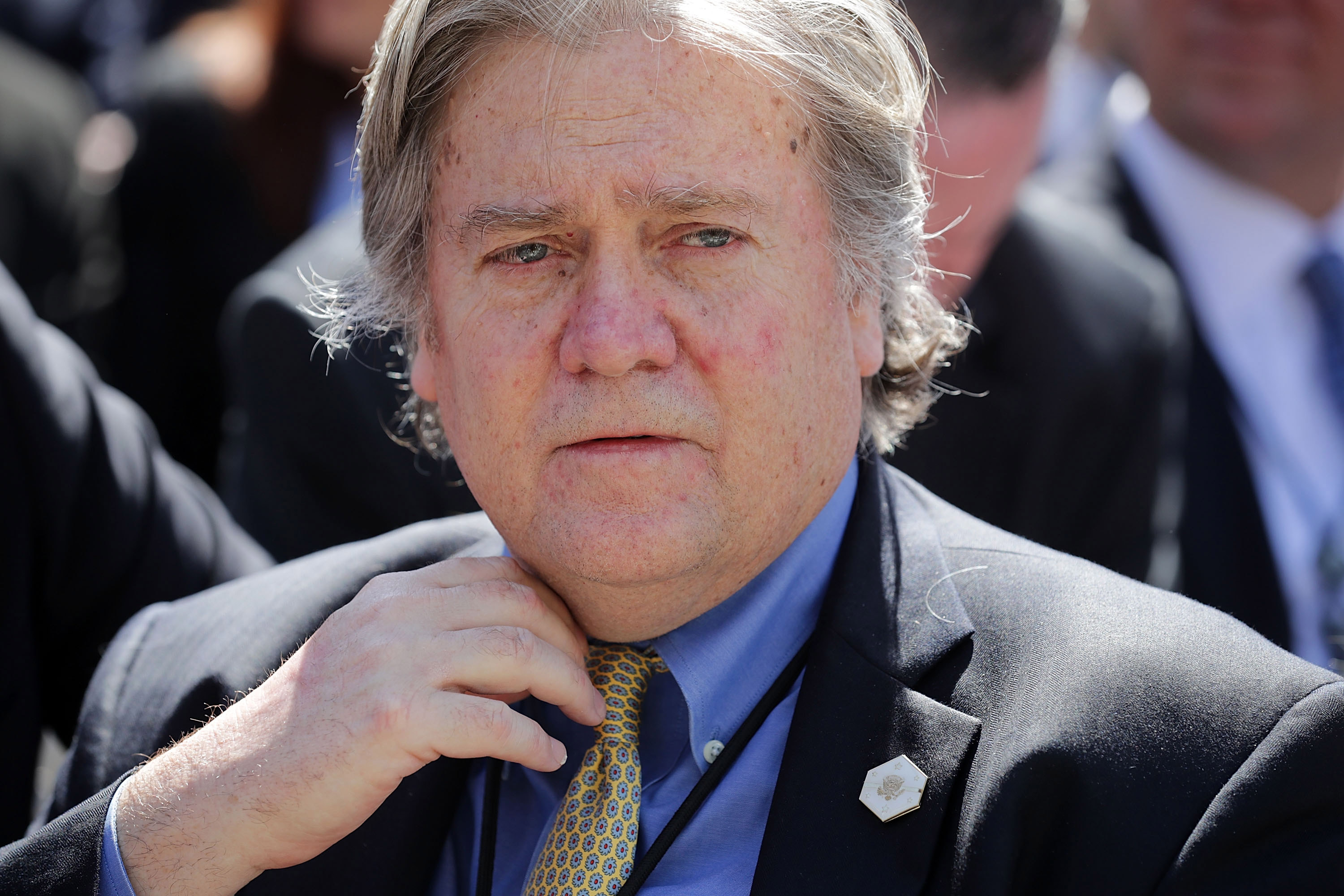 Former White House Chief Strategist Steve Bannon attends a ceremony in the Rose Garden at the White House on April 10, 2017 in Washington, DC. 