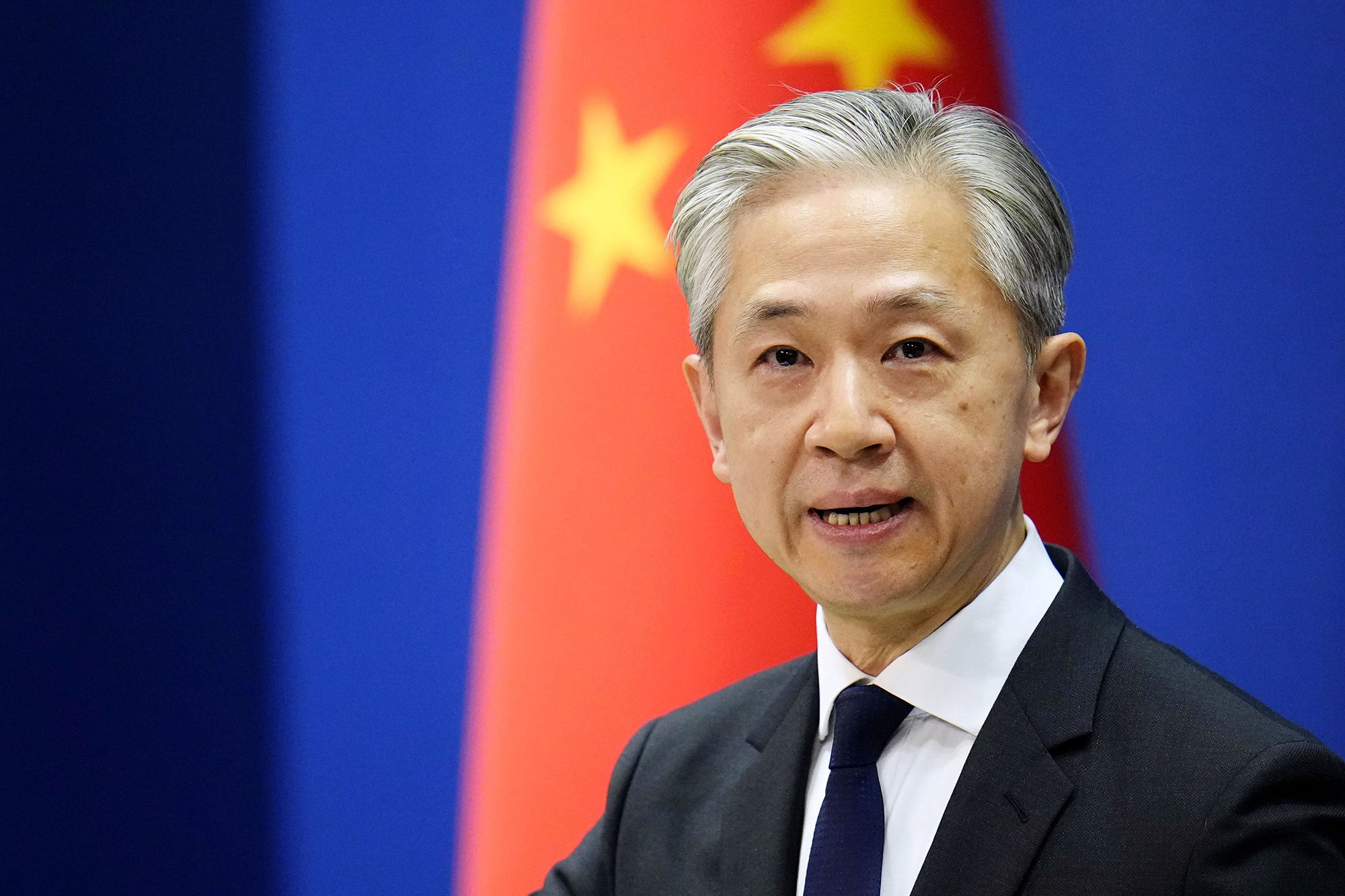 Chinese Foreign Ministry spokesman Wang Wenbin speaks at a press conference in Beijing, China, on January 11.