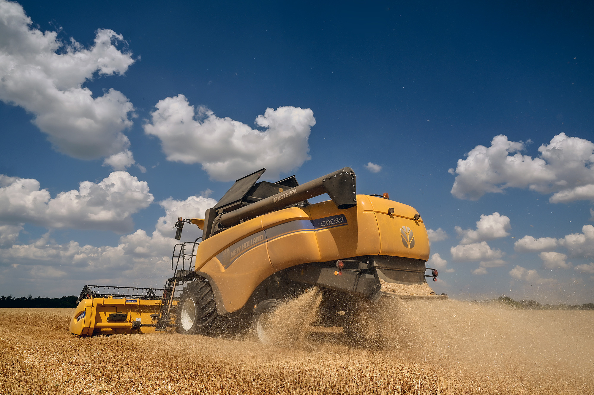A harvester gathers grain during harvesting in the Zaporizhzhia region in south-eastern Ukraine on July 5.