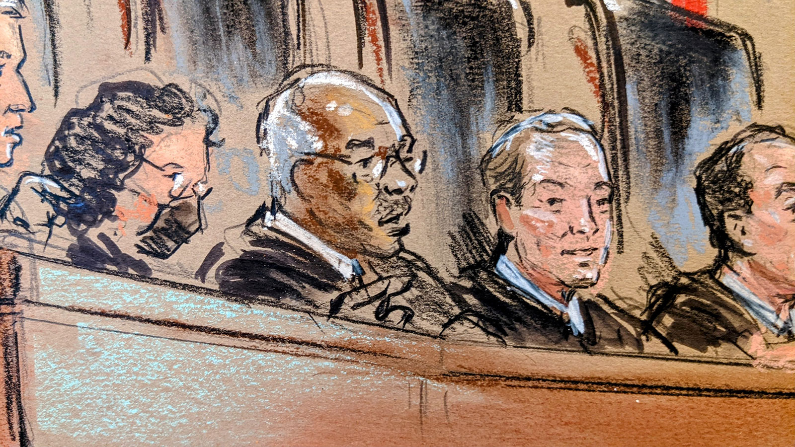 US Supreme Court justice Clarence Thomas listens to arguments with fellow justices on Wednesday. 