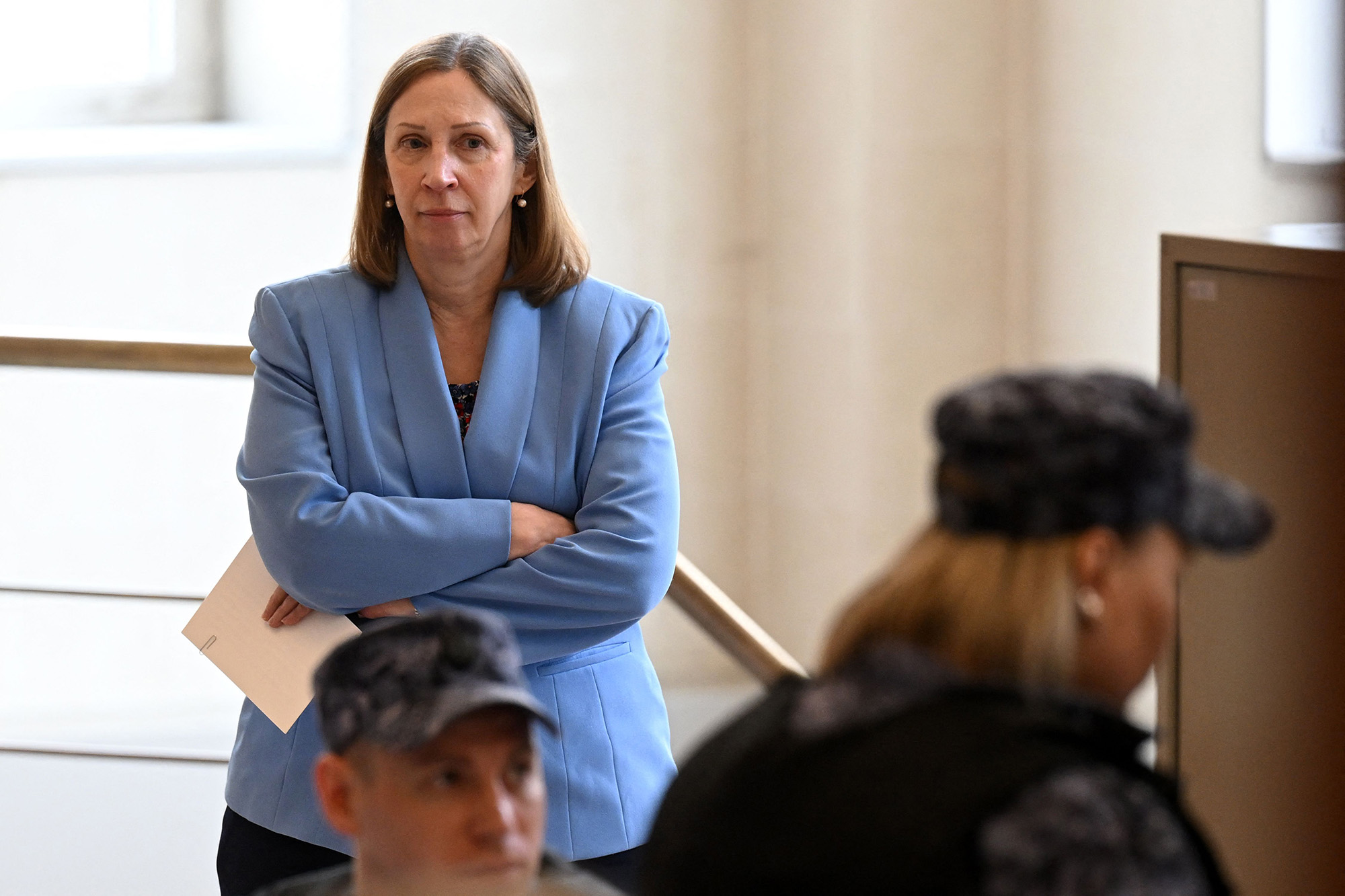 US Ambassador to Russia Lynne Tracy waits in a hall of the Moscow City Court prior to a hearing to consider an appeal on the arrest of US journalist Evan Gershkovich in Moscow, Russia, on April 18.
