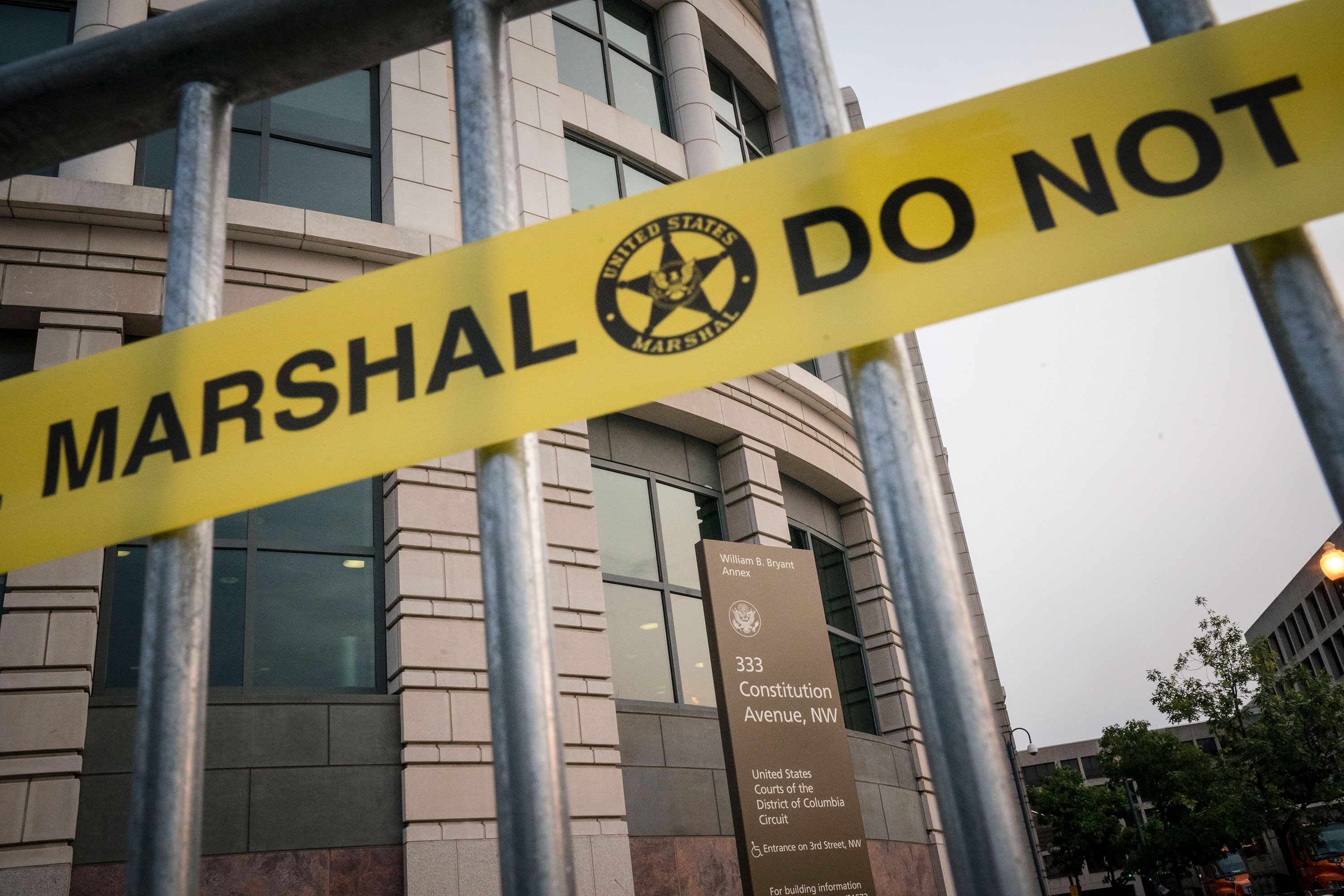 Security fencing is seen outside of the William B. Bryant Annex of the E. Barrett Prettyman United States Courthouse in Washington on Thursday.