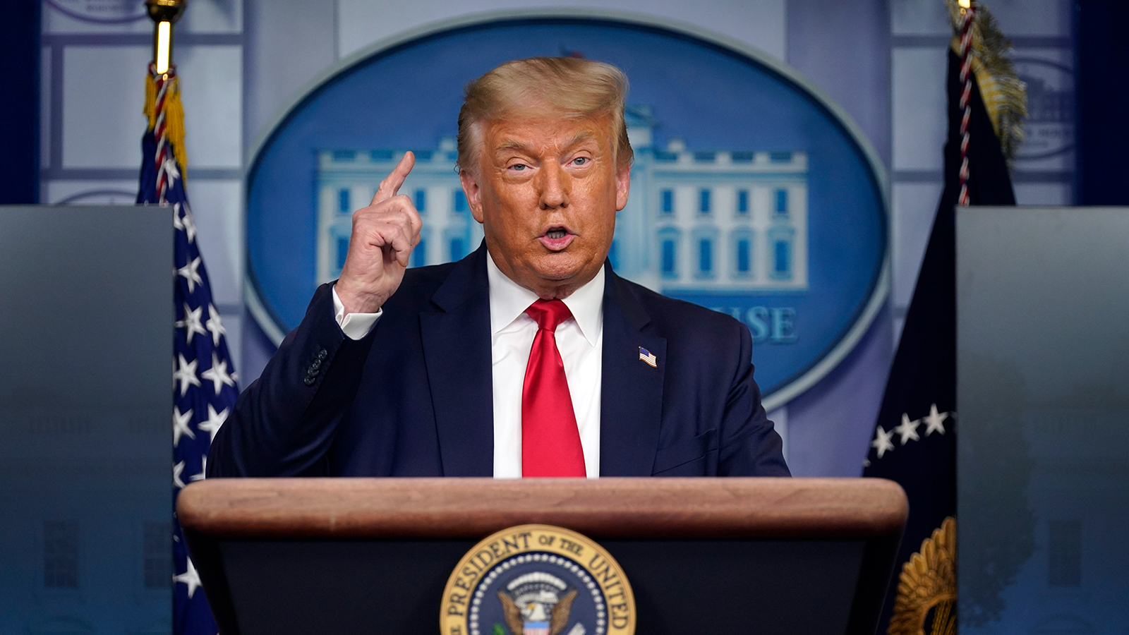 US President Donald Trump speaks during a news conference at the White House, Tuesday, July 28 in Washington.