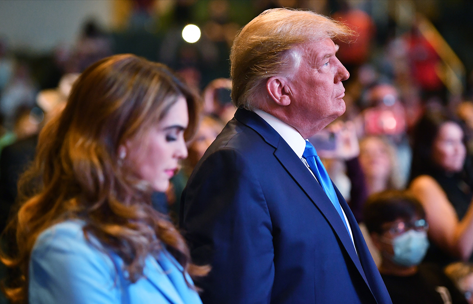 Hope Hicks, senior adviser to the president, attends services with US President Donald Trump at the International Church of Las Vegas in Las Vegas, Nevada, on October 18.