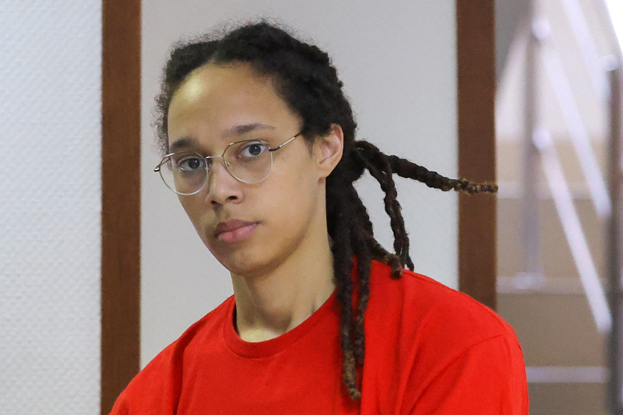 Brittney Griner is escorted to a court hearing in Khimki, Russia on July 7. 