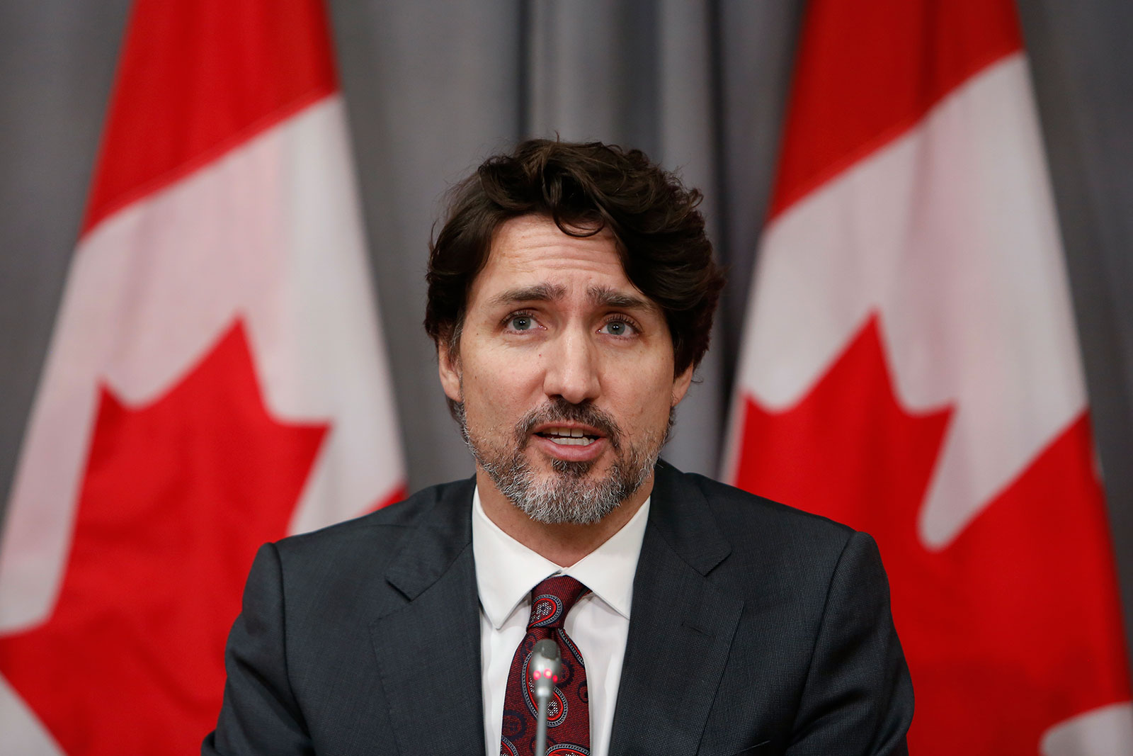 Justin Trudeau speaks during a news conference on Friday, May 1.