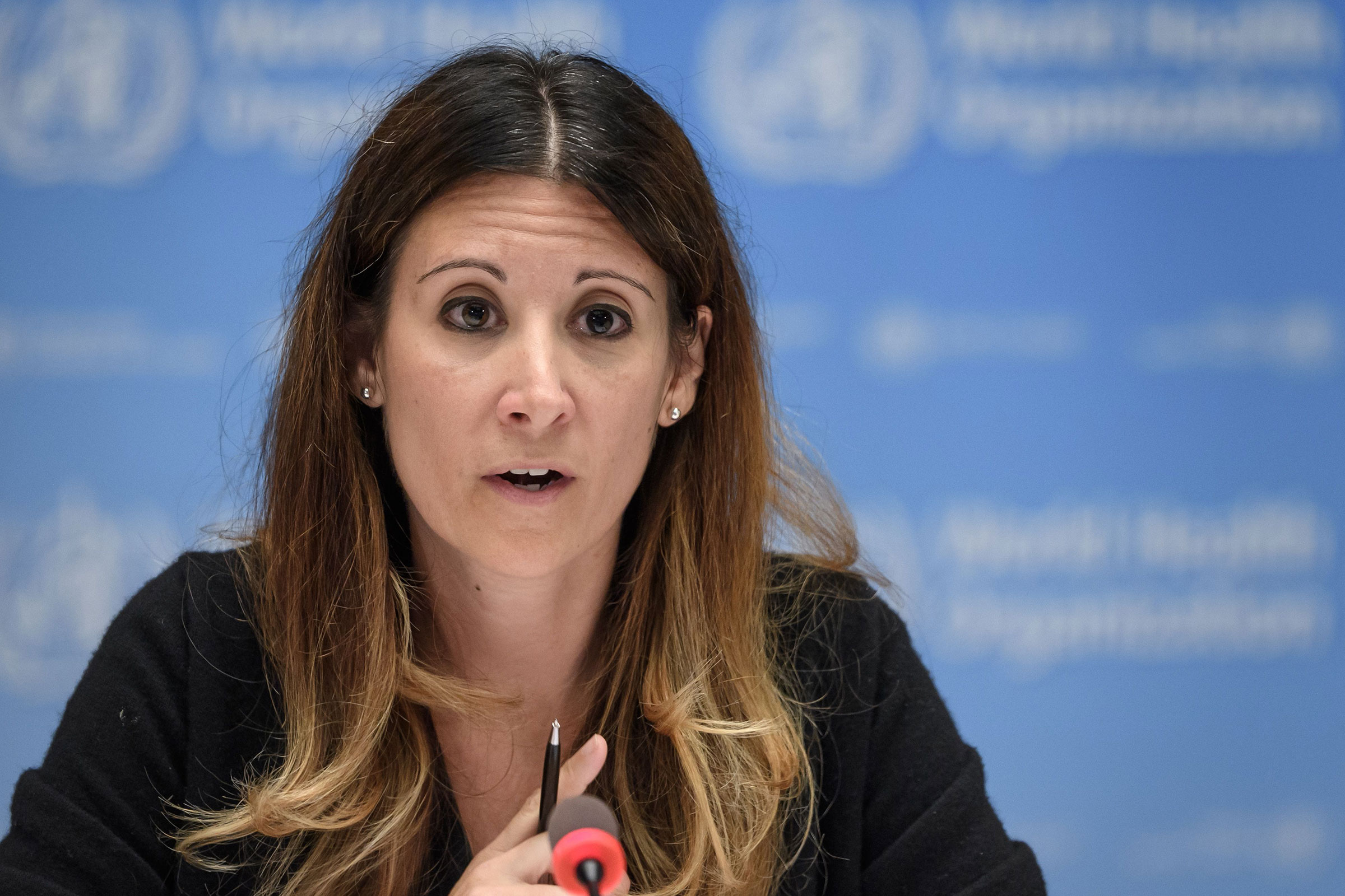 Maria Van Kerkhove speaks during a press conference on July 3 at the World Health Organization headquarters in Geneva. 