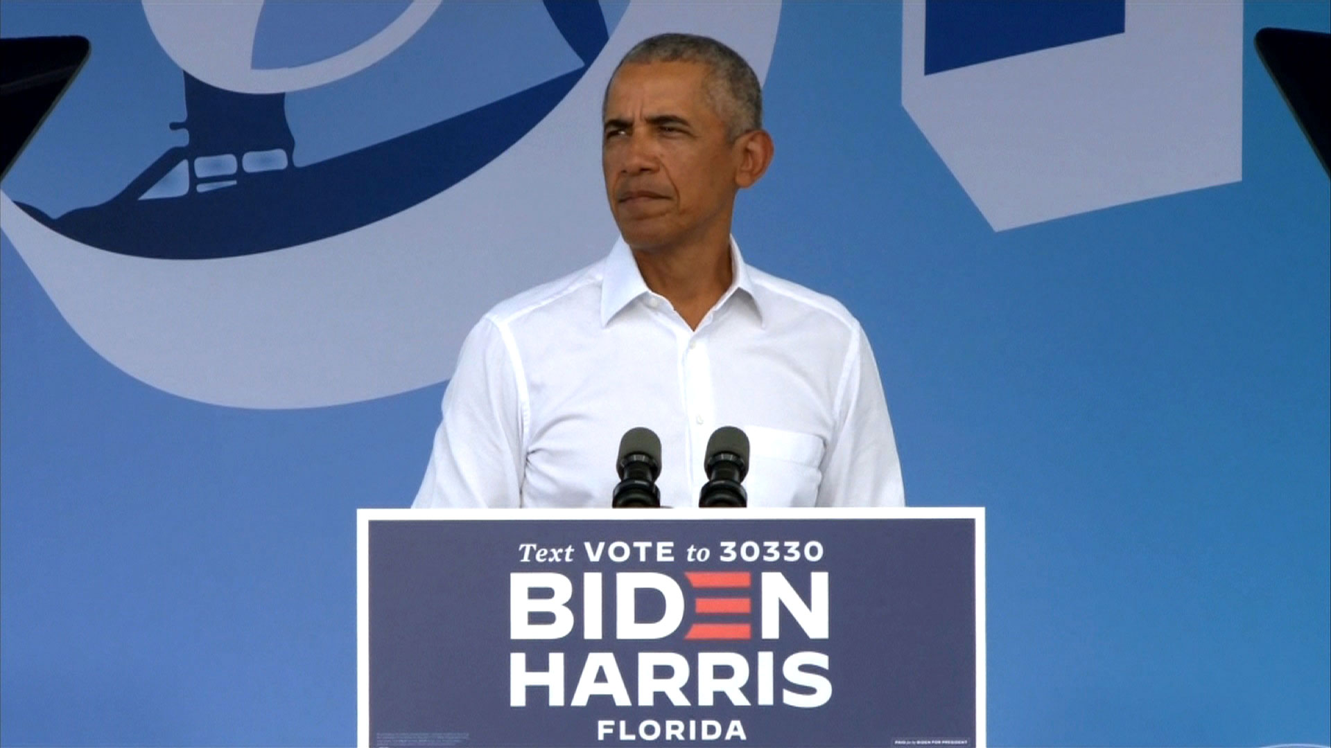 Former President Barack Obama speaks at an event for his former Vice President Joe Biden in Miami, Florida, on Saturday, October 24.