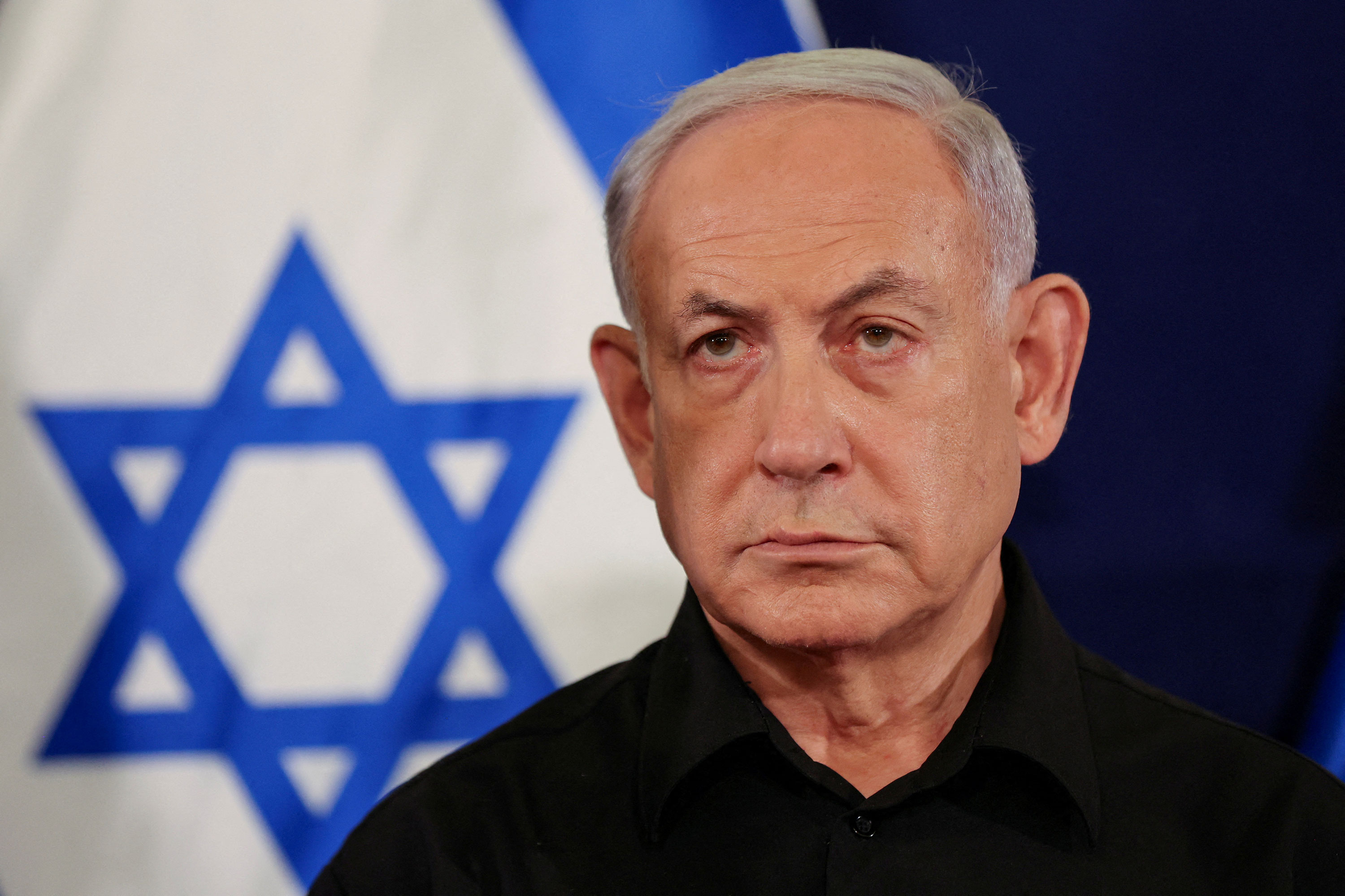 Israeli Prime Minister Benjamin Netanyahu holds a press conference in Tel Aviv on October 28.