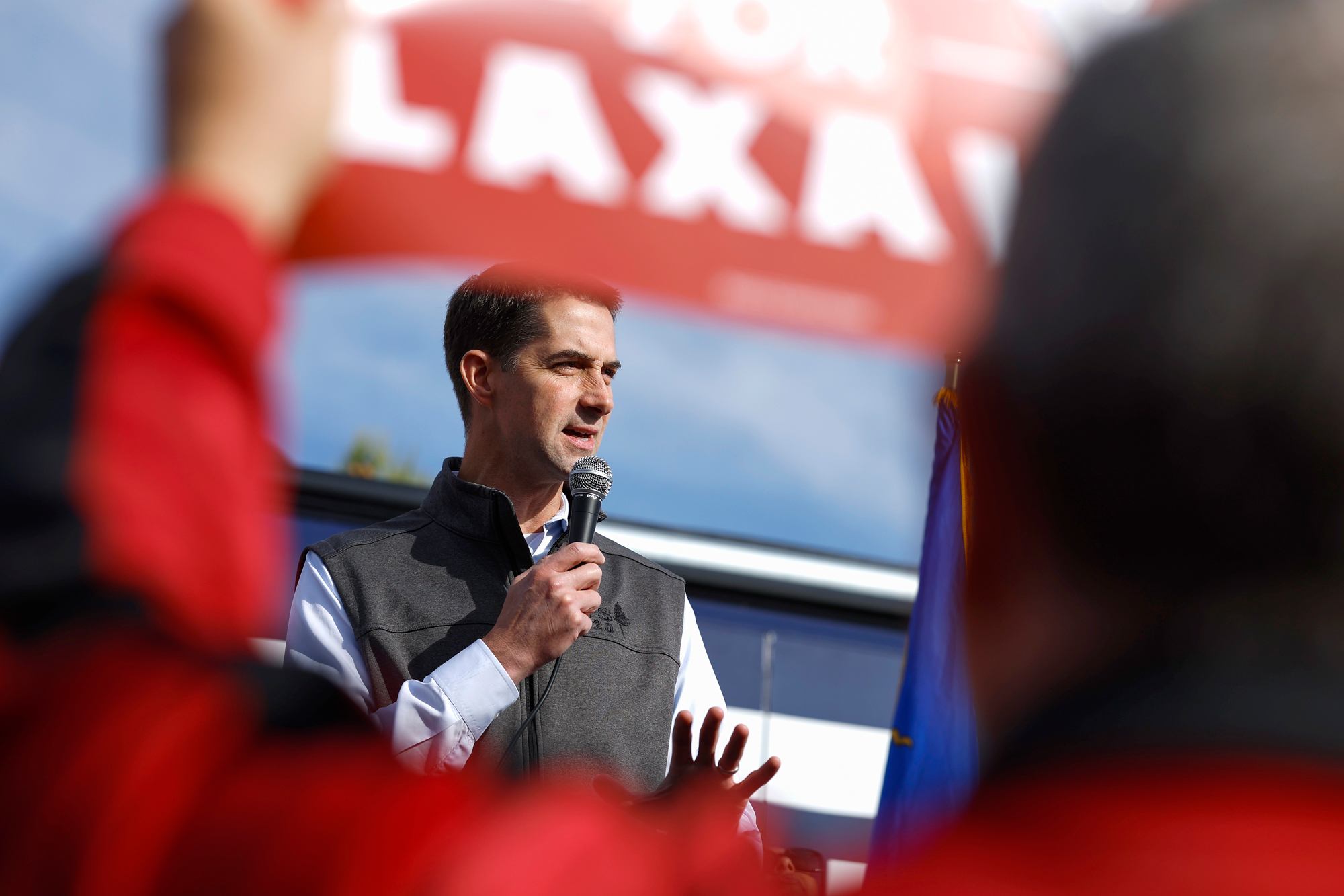 Arkansas Sen. Tom Cotton speaks at a campaign event for Adam Laxalt in Las Vegas, Nevada, on November 5.