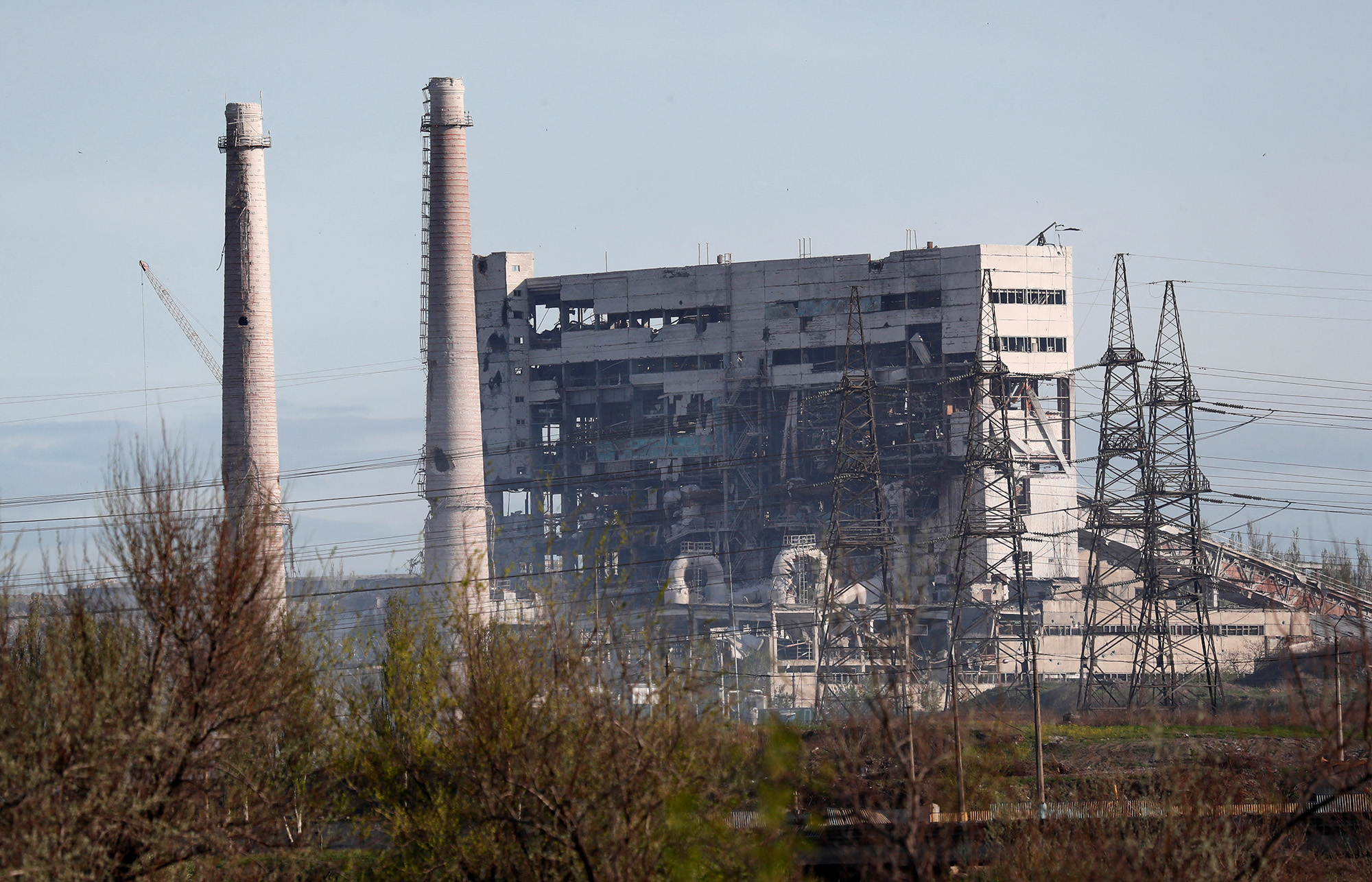 Damage at the Azovstal Iron and Steel Works in the southern port city of Mariupol, Ukraine, on May 3.