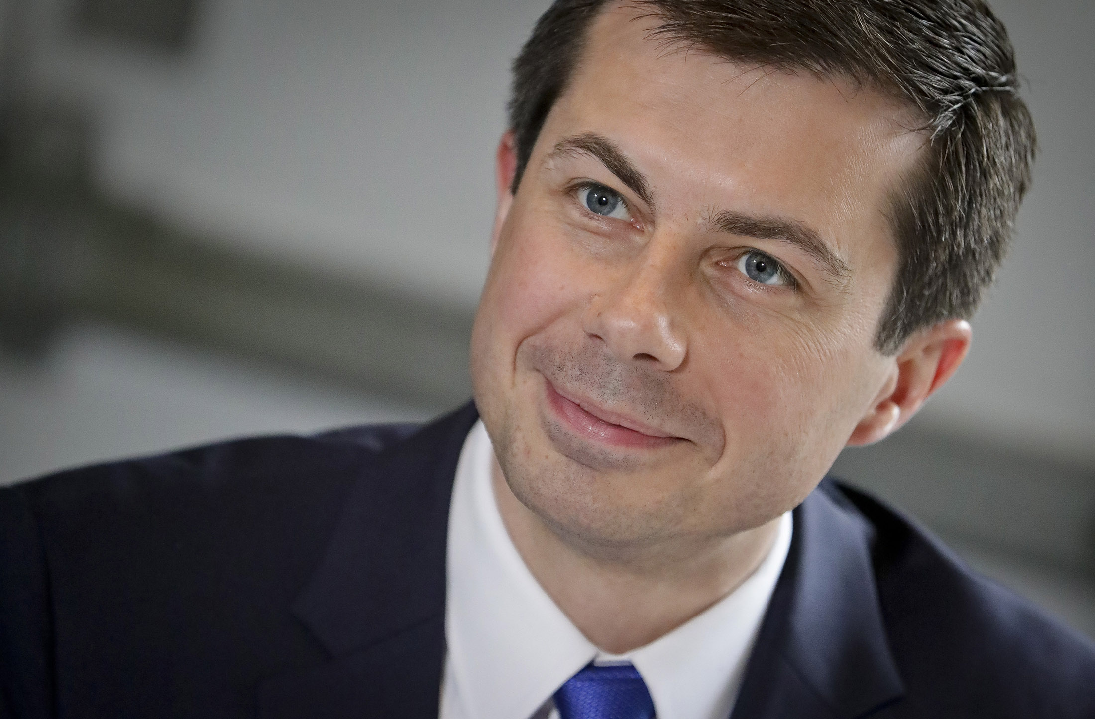 Former Mayor Pete Buttigieg, from South Bend, Indiana, attends a meeting with Rev. Al Sharpton at Sylvia's Restaurant in New York, on April 29, 2019. 