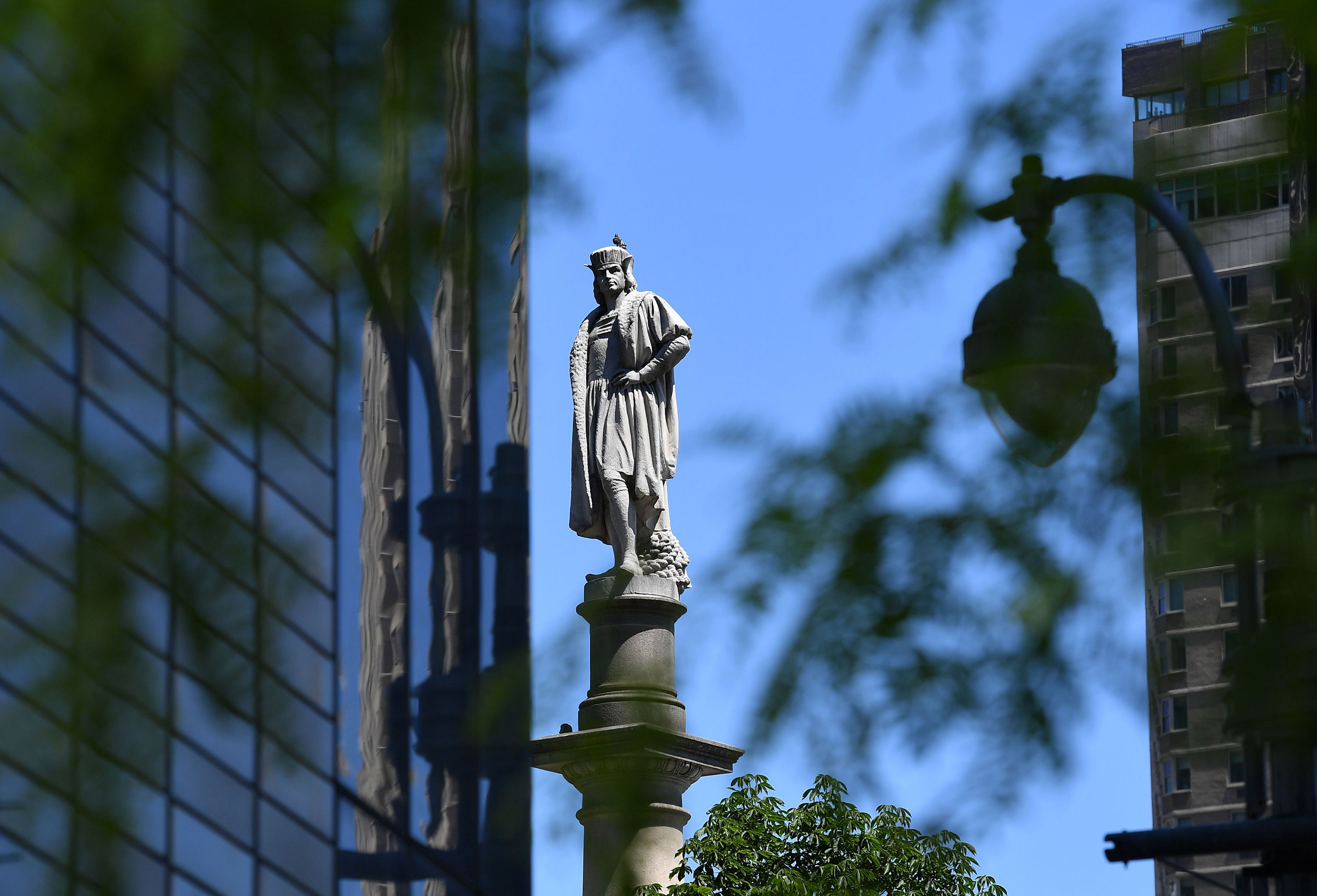 A statue of Christopher Columbus is seen in Columbus Circle near Central Park on June 12 in New York.