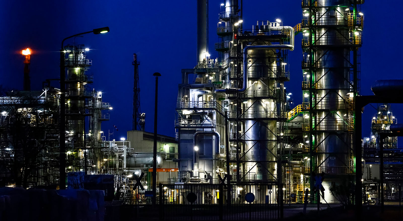 The PCK oil refinery, which is majority owned by Russian energy company Rosneft, stands on April 30 in Schwedt, Germany.