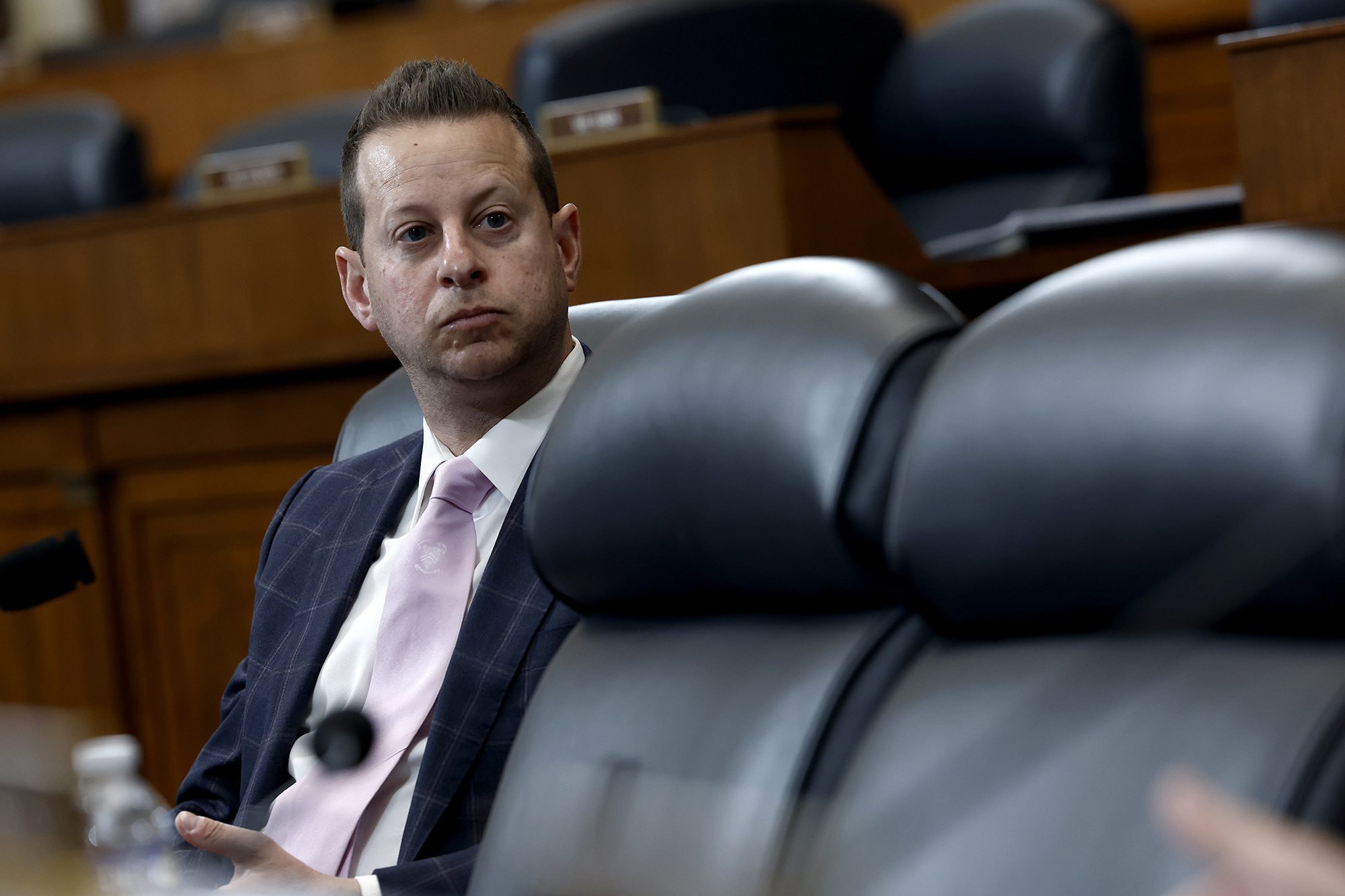 Rep. Jared Moskowitz (D-FL) listens during a hearing with the House Foreign Affairs Committee in the Rayburn House Office Building on March 19, 2024 in Washington, DC.