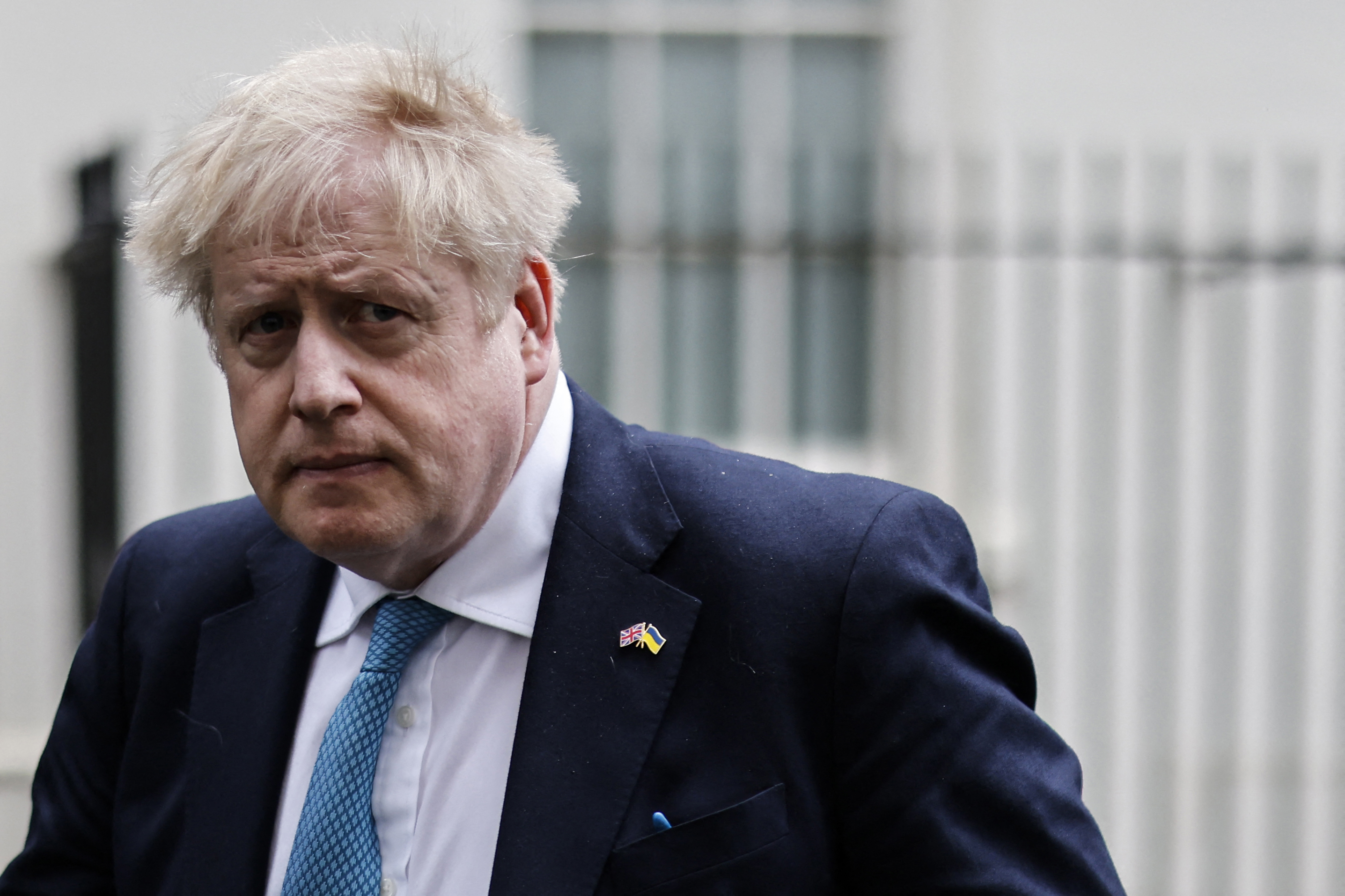 Britain's Prime Minister Boris Johnson leaves the 10 Downing Street, in London, on March 2, following a meeting with Ukraine's ambassador to Britain. 
