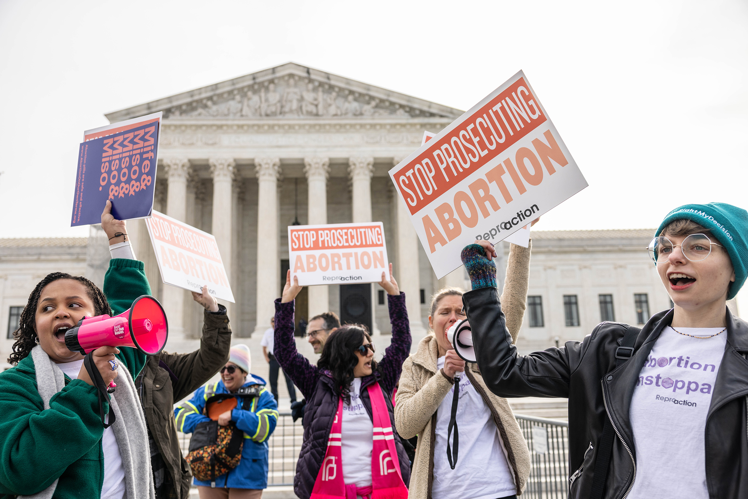 Abortion rights groups march outside the Supreme Court on Tuesday, March 26, in Washington, DC.