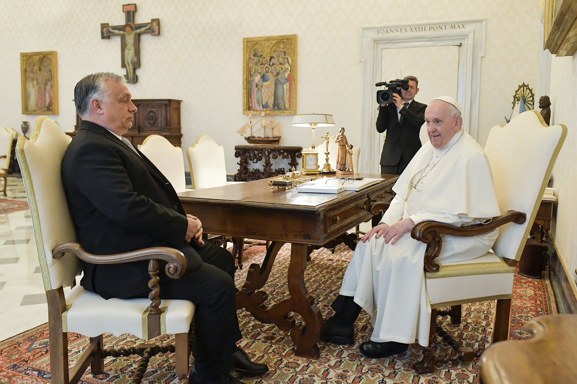Pope Francis receives in audience H.E. Mr. Viktor Orbán, Prime Minister of Hungary, at the Vatican, Italy, on April 21.