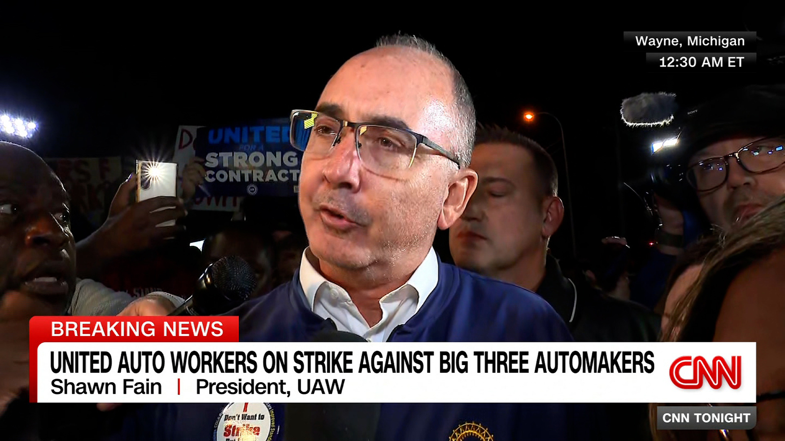 United Auto Workers President Shawn Fain speaks during an interview on September 15.