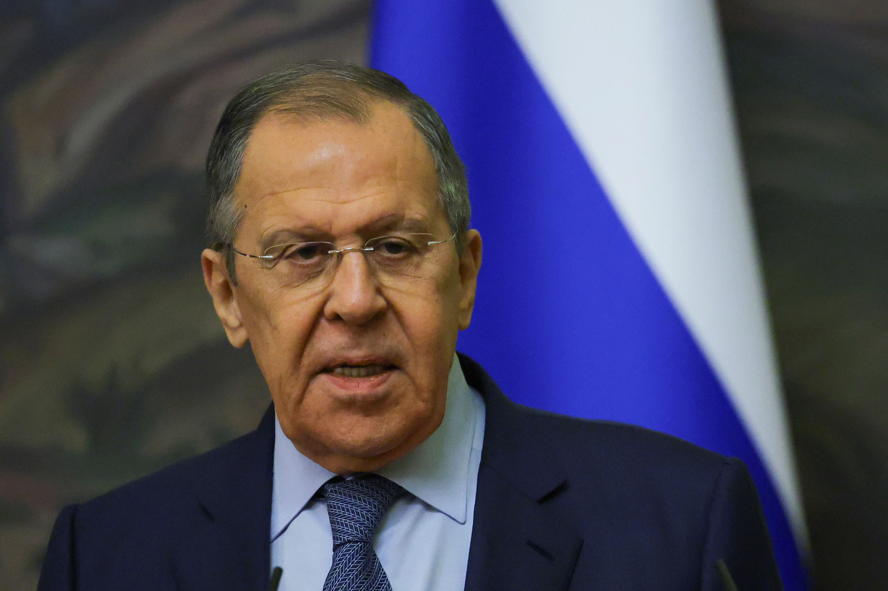 Russian Foreign Minister Sergey Lavrov speaks at a news conference in Moscow on December 23.