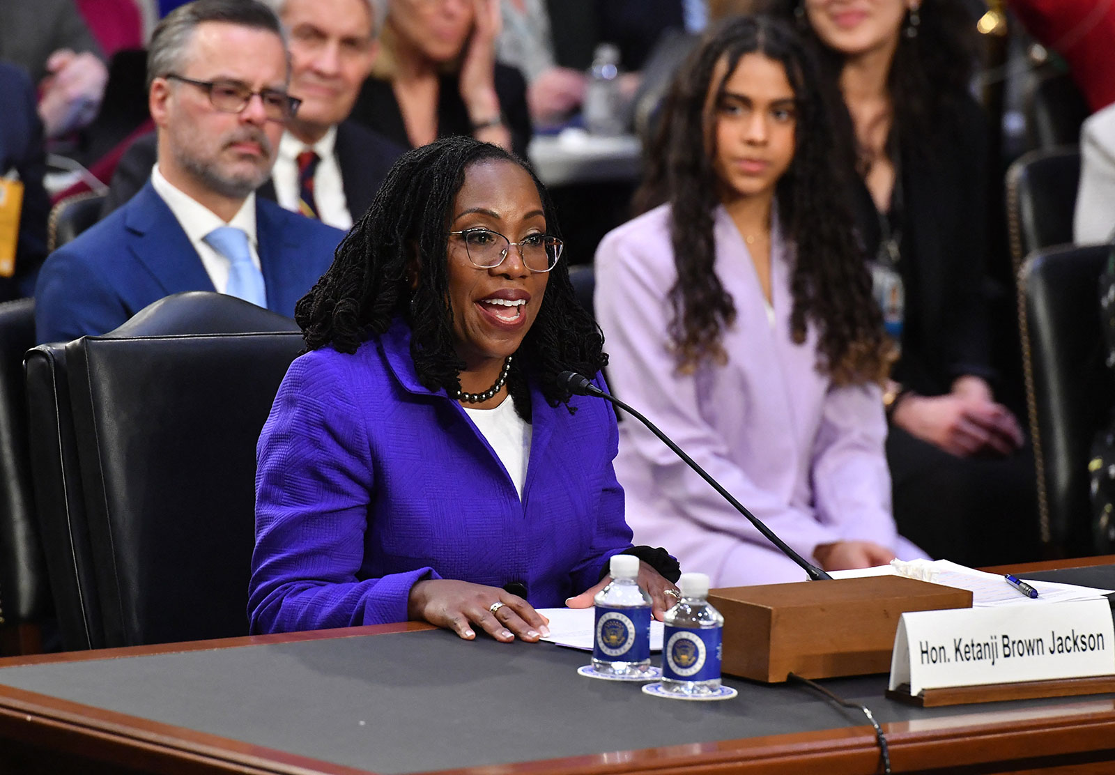Judge Ketanji Brown Jackson delivers an opening statement during her confirmation hearing in Washington, DC on Monday. 