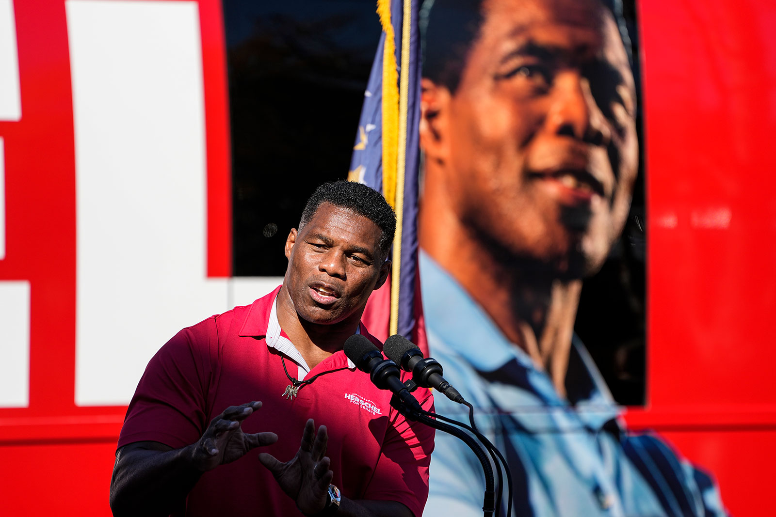 Herschel Walker speaks during a campaign rally Tuesday, November 29 in Greensboro, Georgia. 