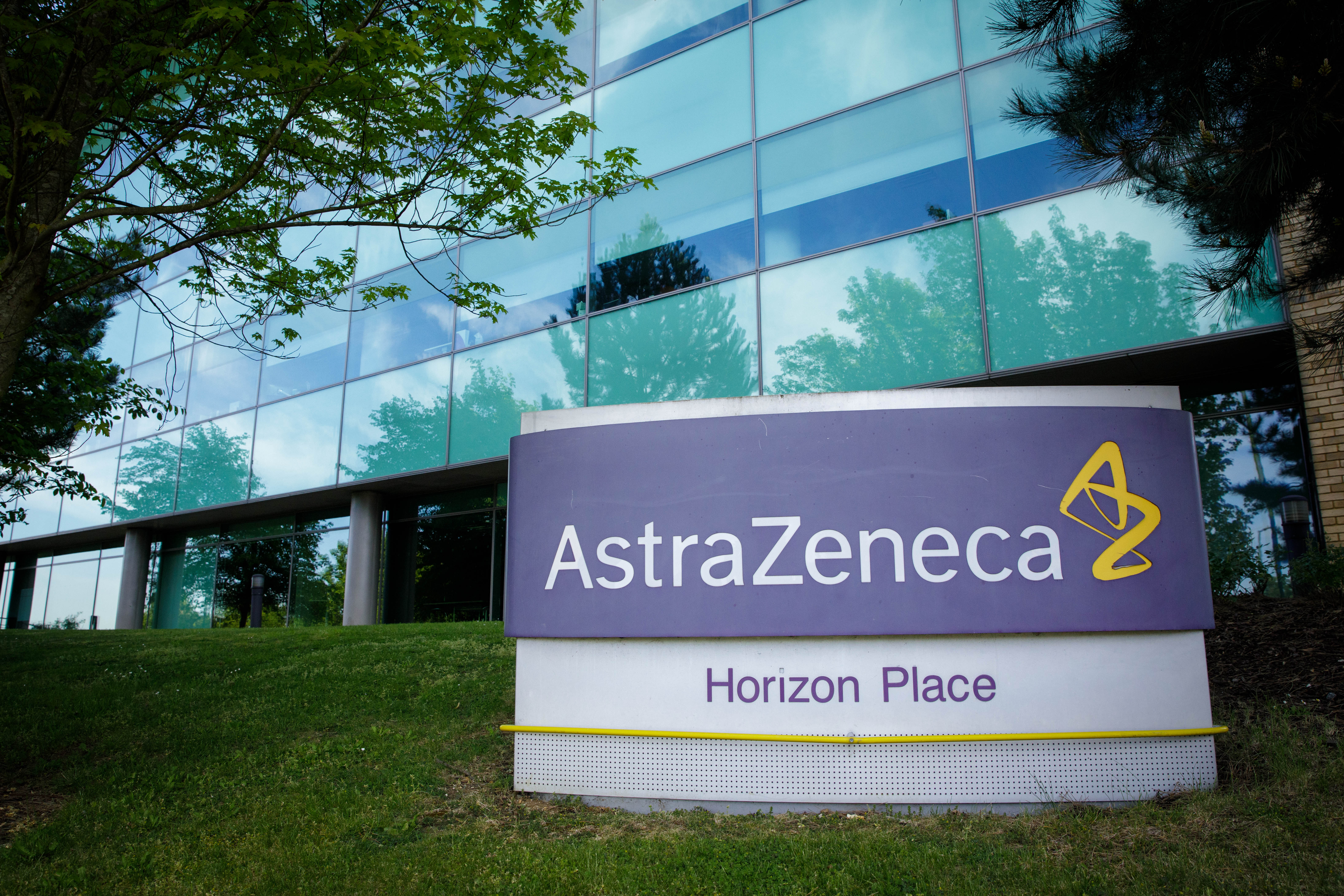 The AstraZeneca building in Luton, England, is pictured on May 18.