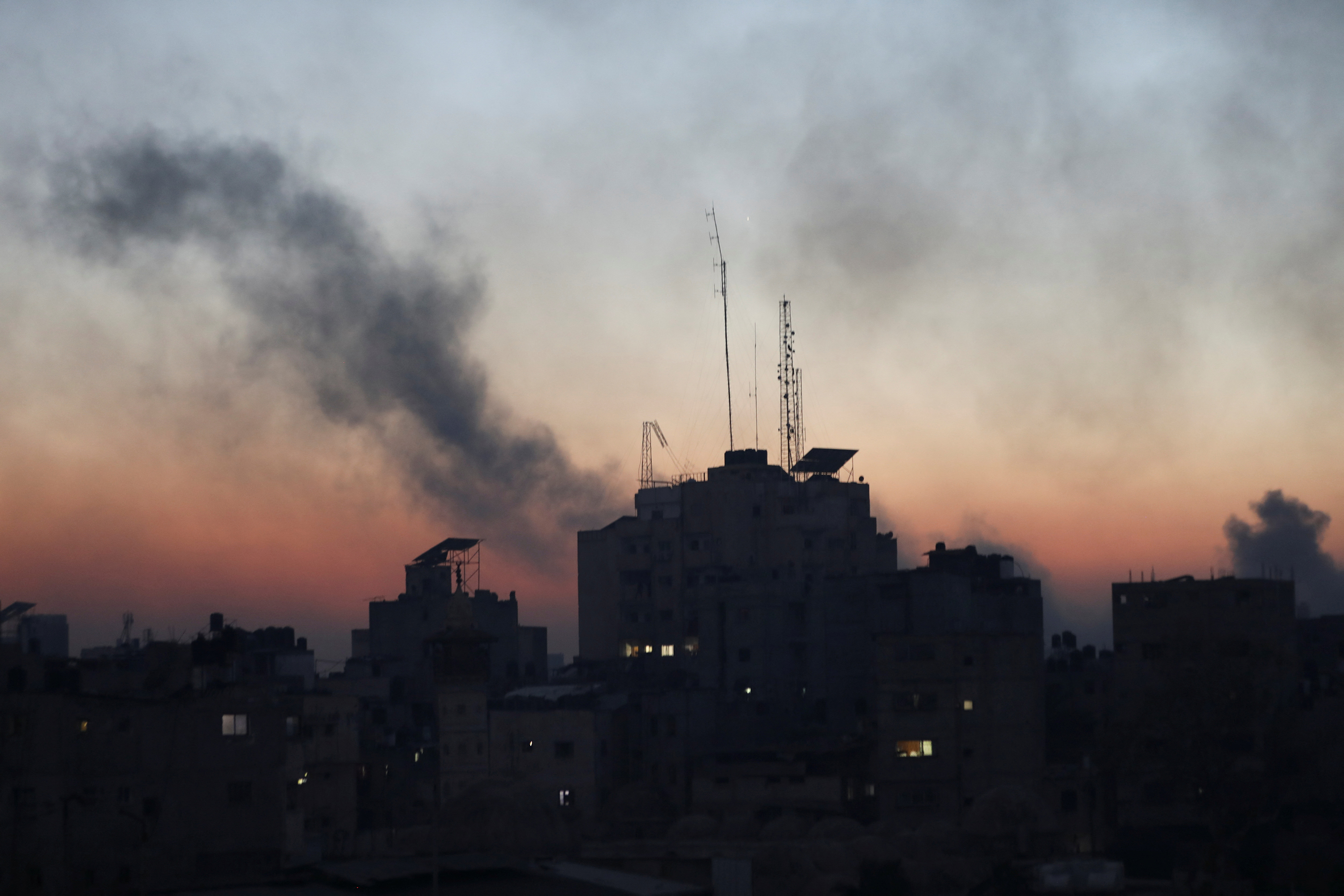Smoke rises during an Israeli raid at Al-Shifa hospital and the area around it in Gaza City on March 20.