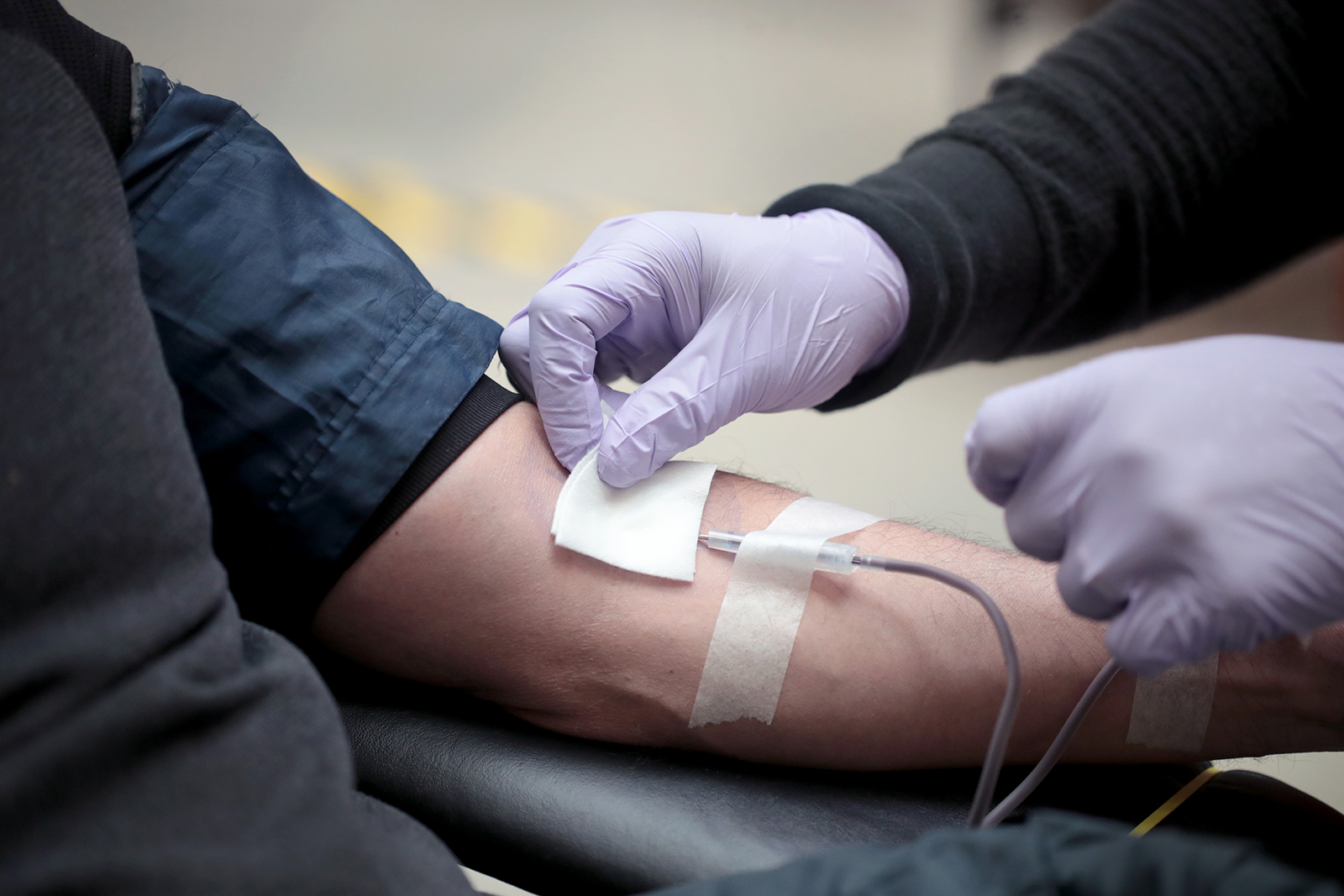 A volunteer donates blood during an American Red Cross blood drive in Chicago, on May 11.