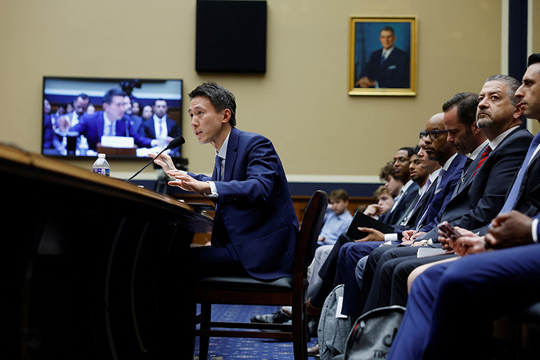 TikTok Chief Executive Shou Zi Chew testified before a House Energy and Commerce Committee hearing entitled "TikTok: How Congress can Safeguard American Data Privacy and Protect Children from Online Harms," as lawmakers scrutinized the Chinese-owned video-sharing app, on Capitol Hill today.