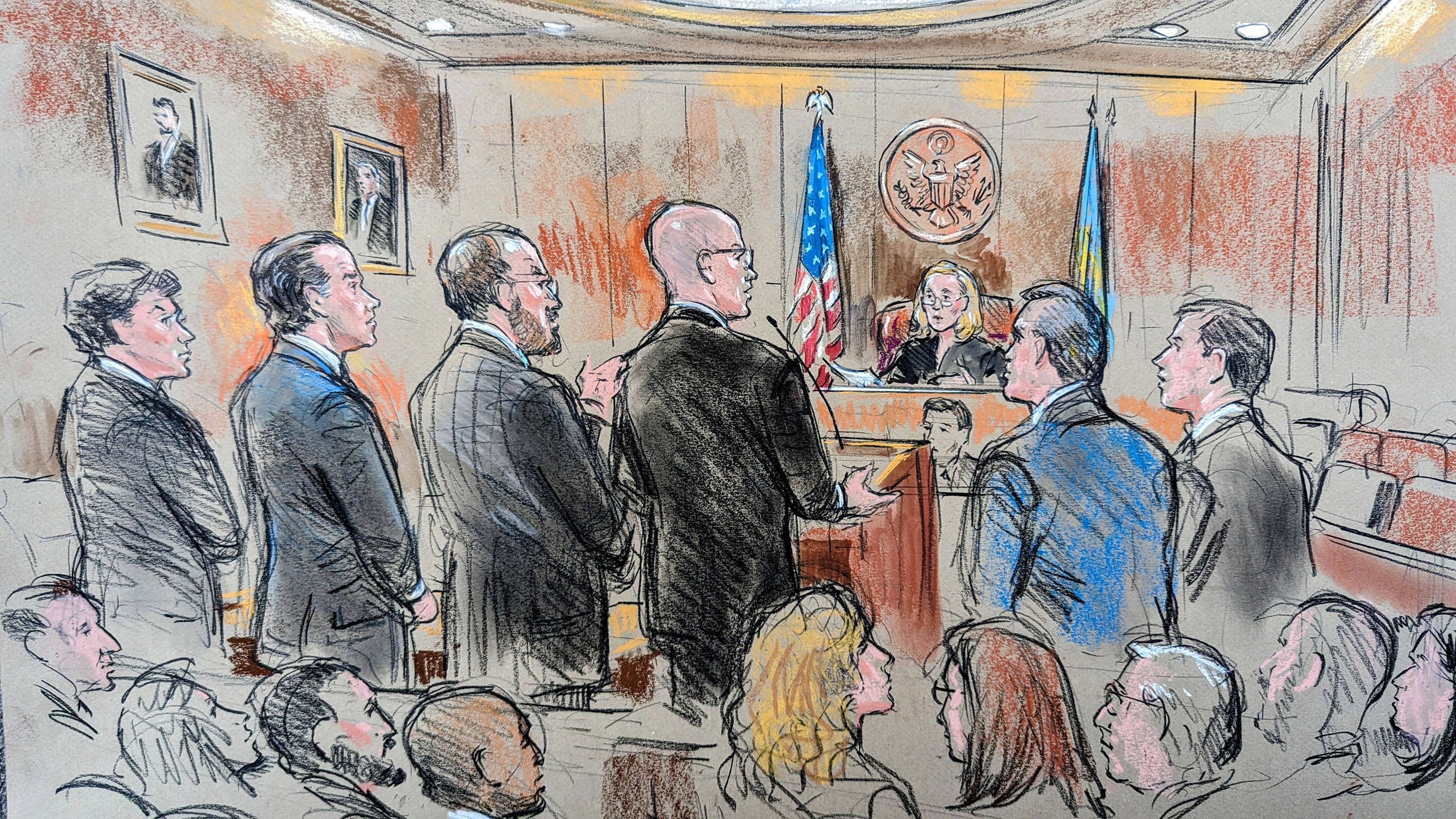 The courtroom during a plea hearing for Hunter Biden on two misdemeanor charges of willfully failing to pay income taxes in Wilmington, Delaware, on July 26.