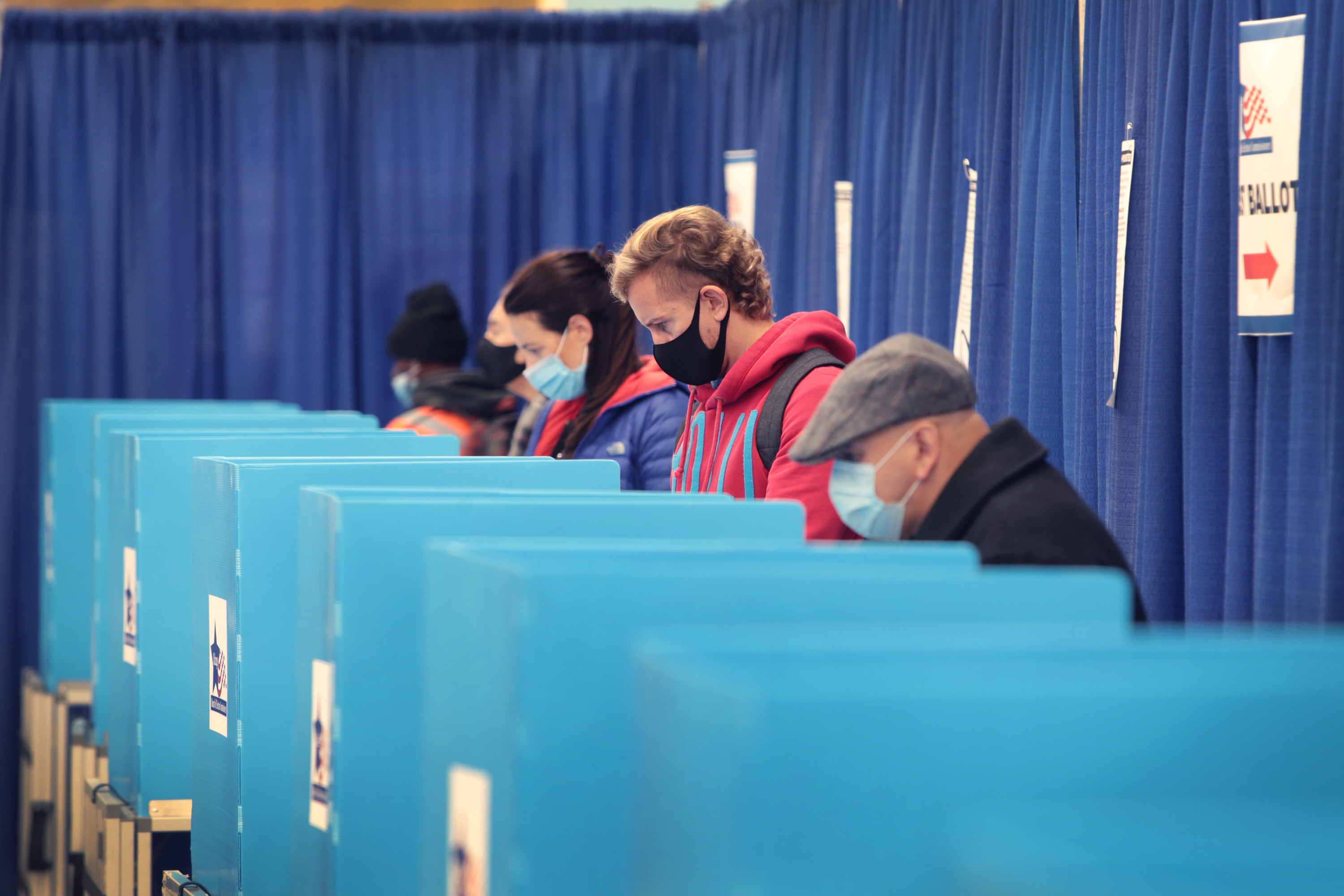 Chicago residents vote at an early voting site on October 2.