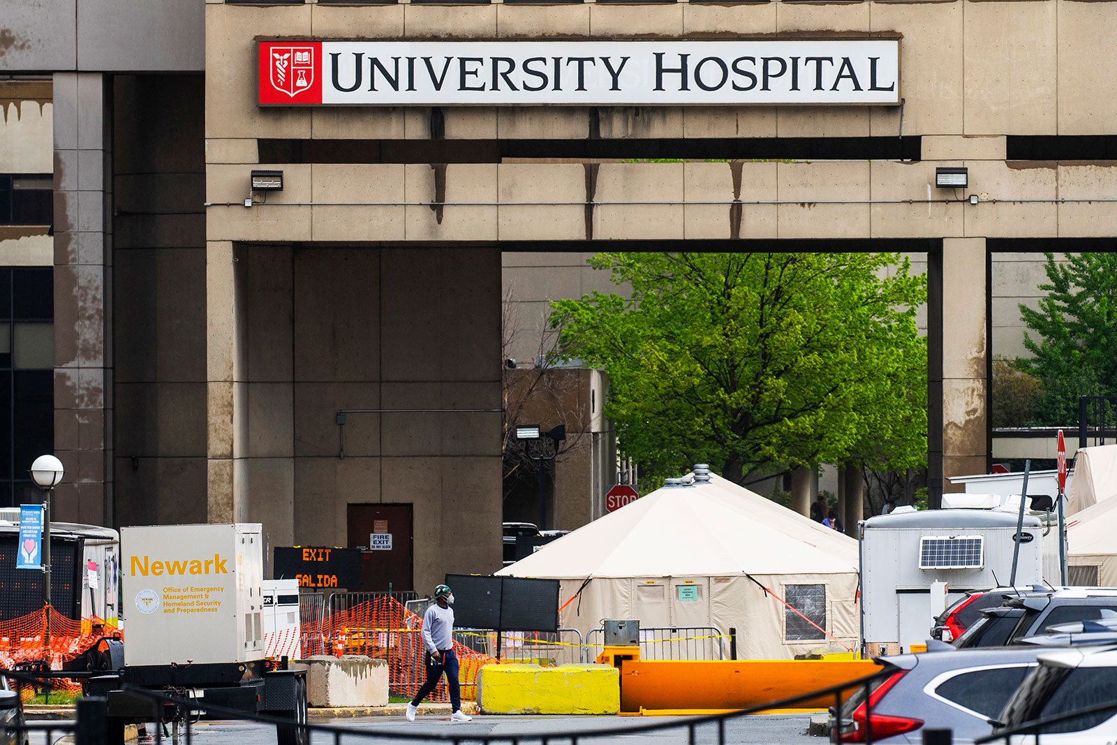 The exterior of University Hospital in Newark, New Jersey, on May 11.
