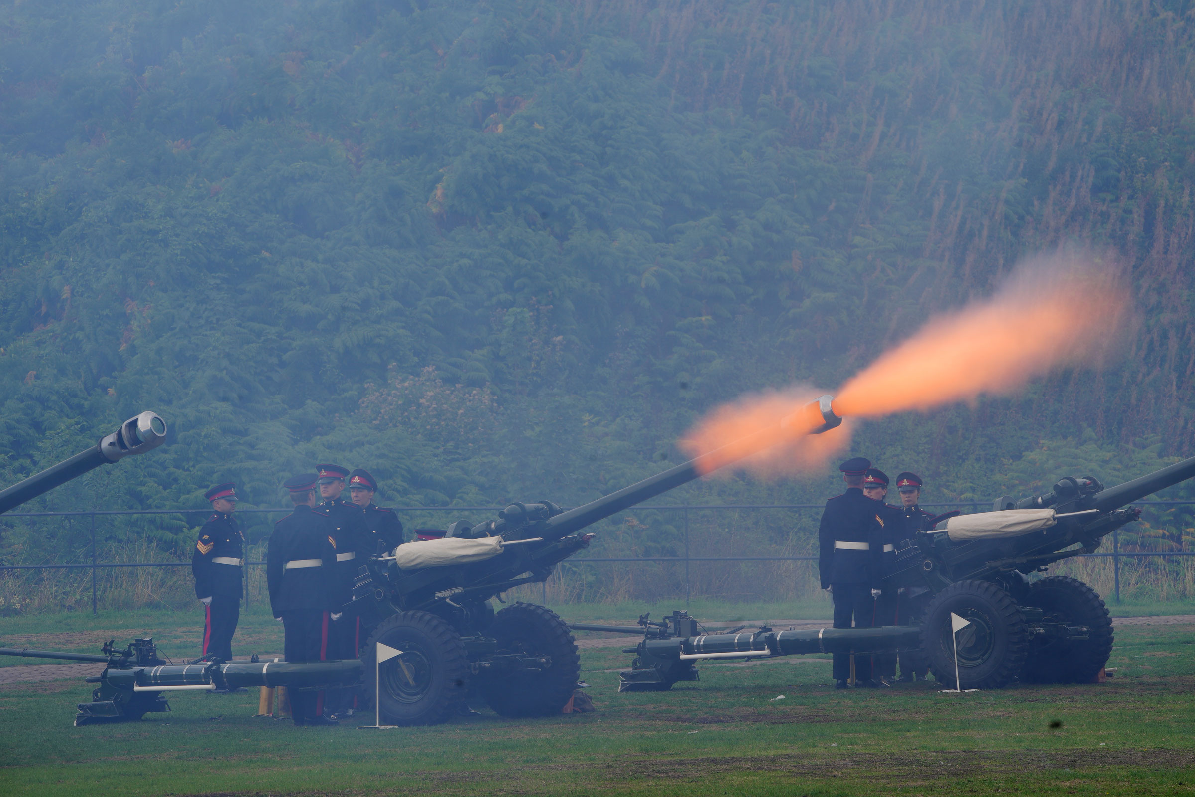 A 21-gun salute takes place at Cardiff Castle in Wales to mark the King's official proclamation.