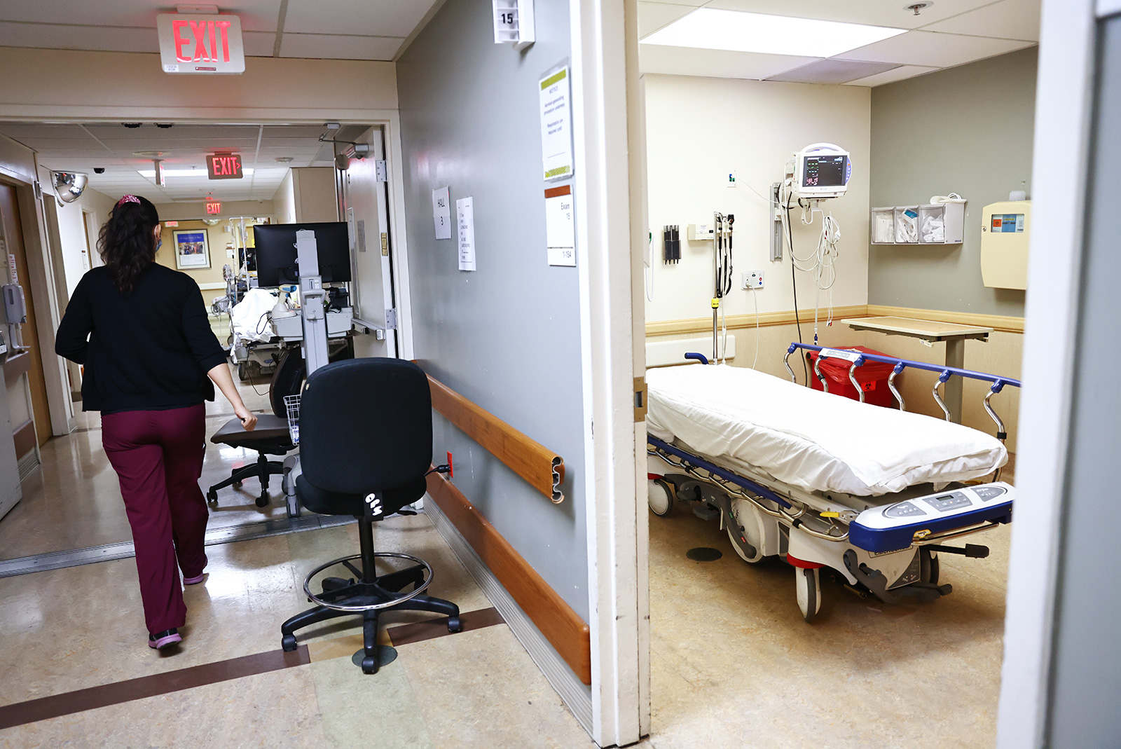 A free bed is viewed in the Emergency Department at Providence St. Mary Medical Center on March 30 in Apple Valley, California.