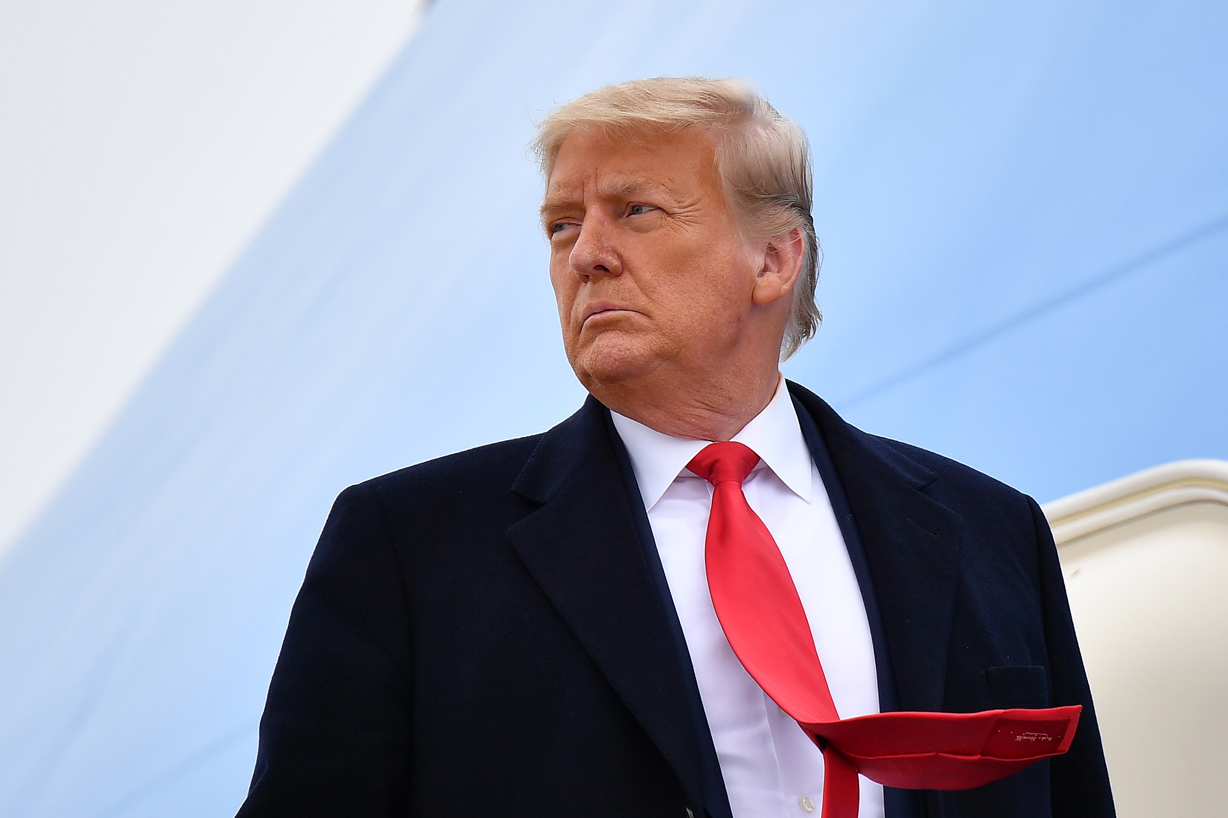 President Trump boards Air Force One before departing Harlingen, Texas on January 12.