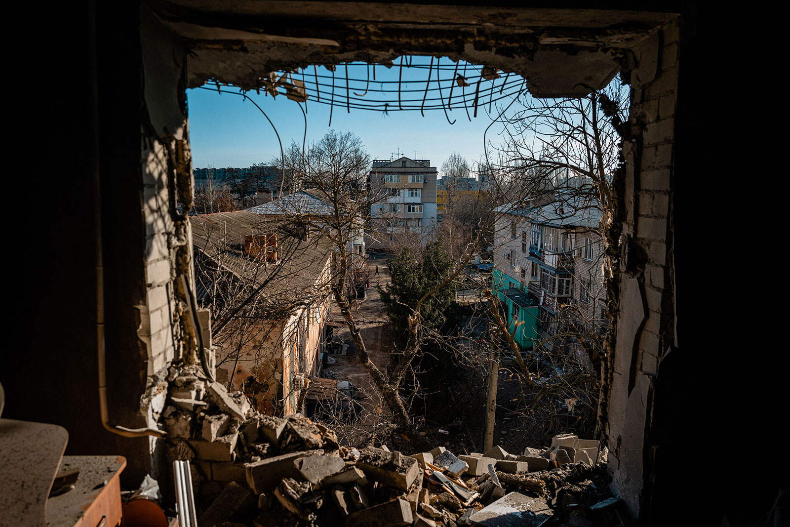 A damaged apartment in the aftermath of Russian shelling in Kherson seen on December 20. 