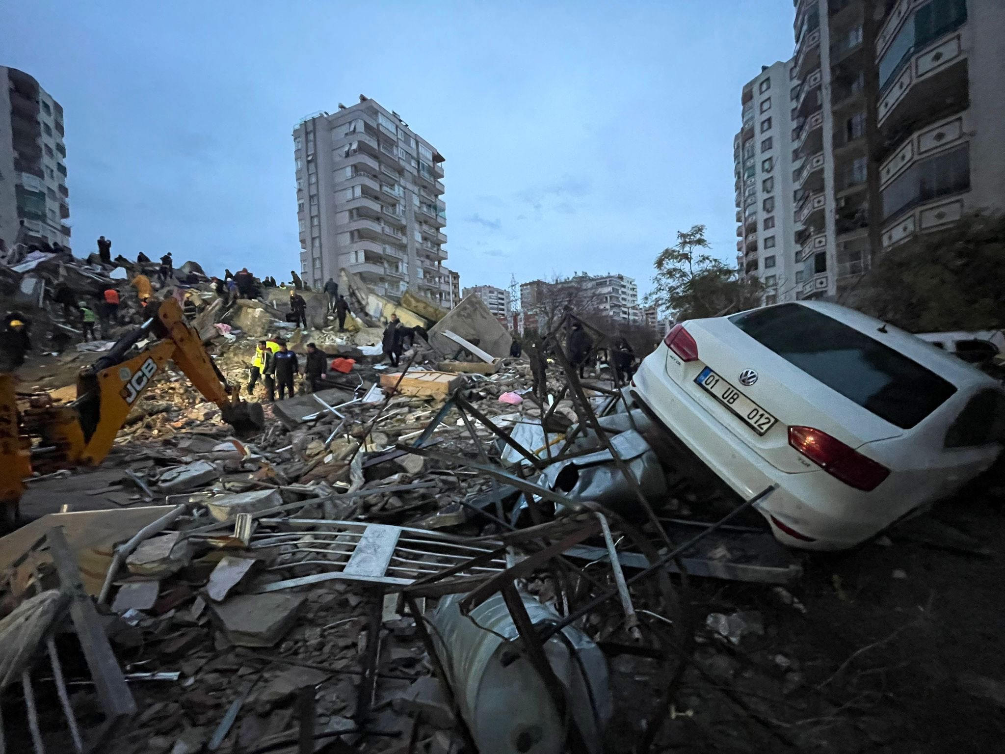 Damage and debris are seen in Adana, Turkey, on February 6. 