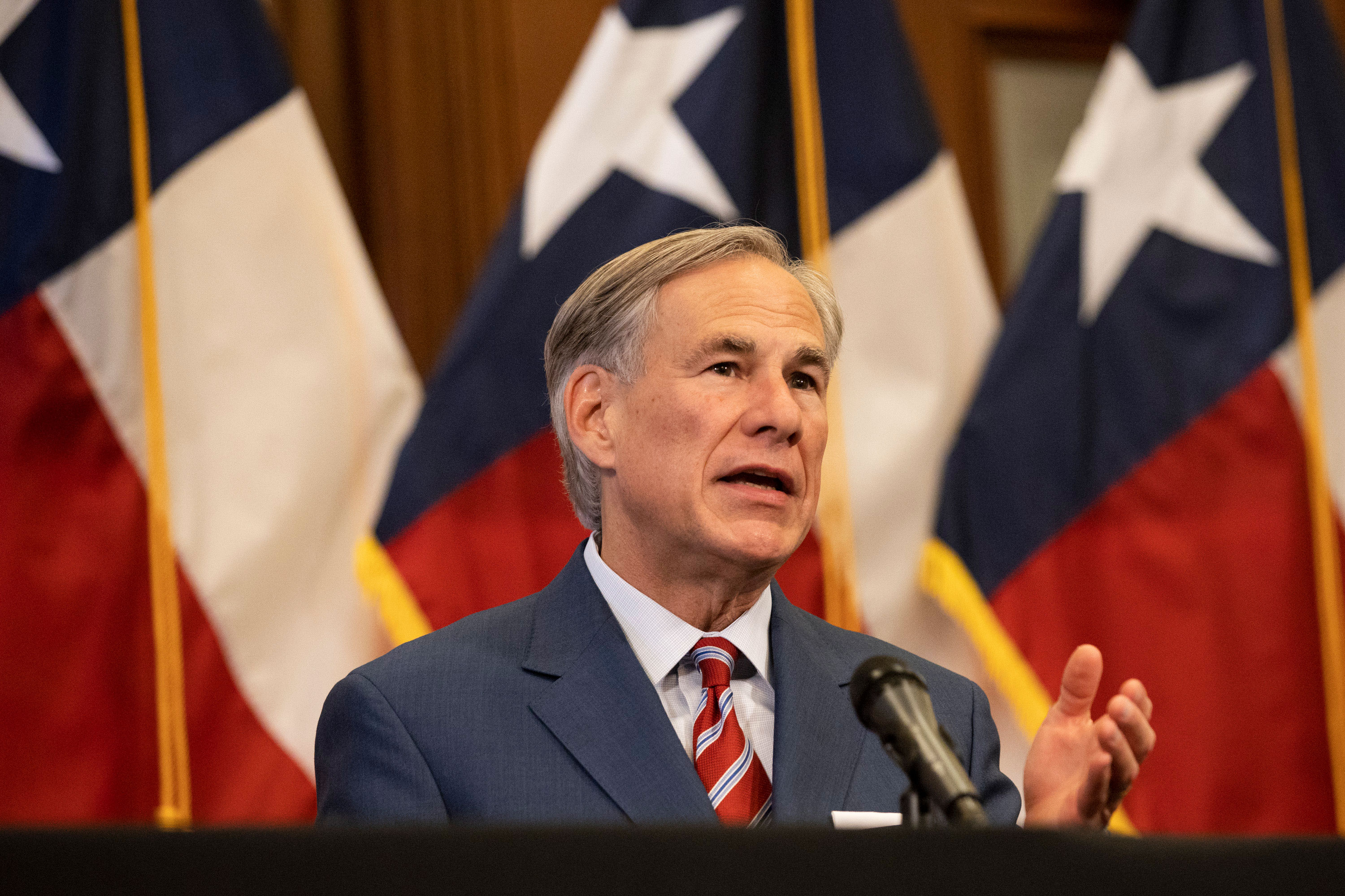 Texas Gov. Greg Abbott speaks on May 18.