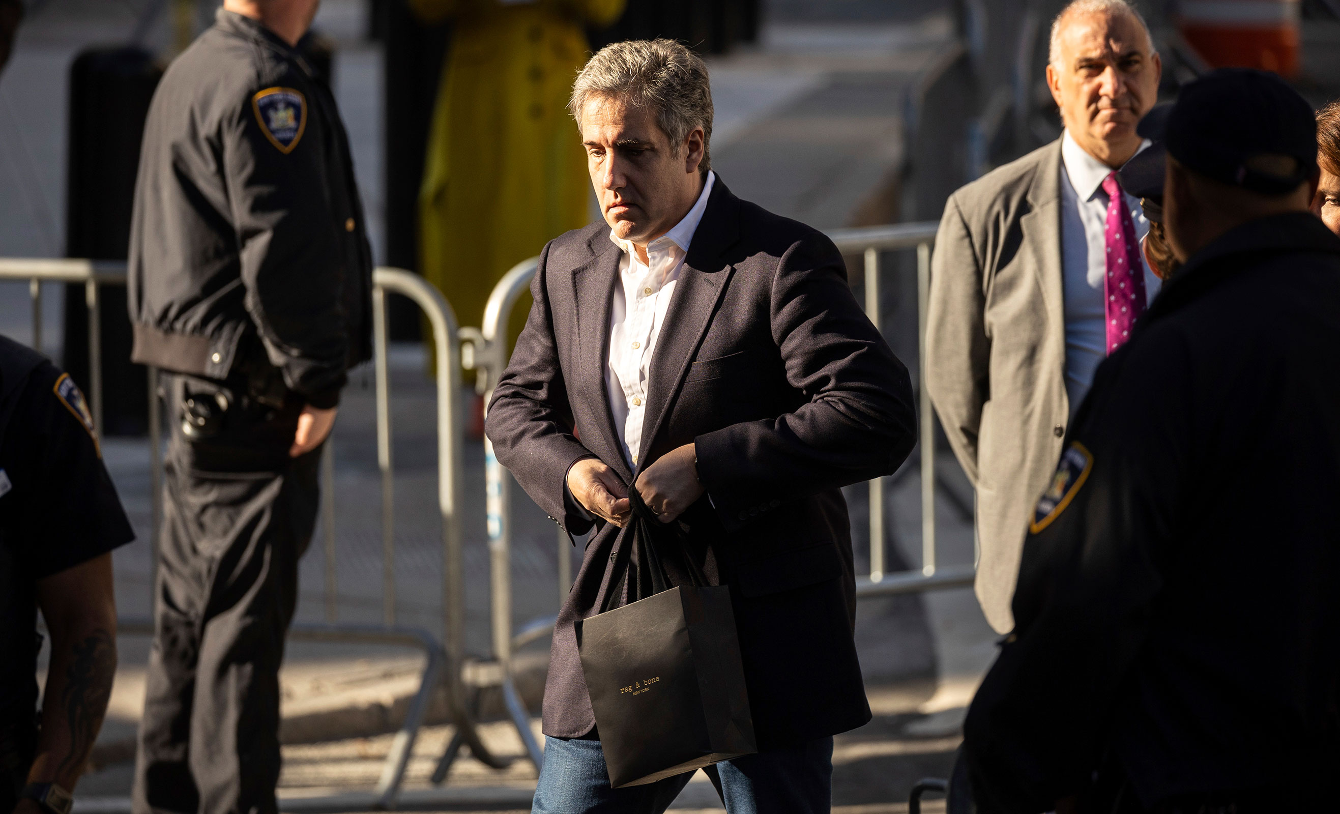 Michael Cohen arrives at New York Supreme Court for former President Donald Trump's civil business fraud trial on Wednesday in New York.
